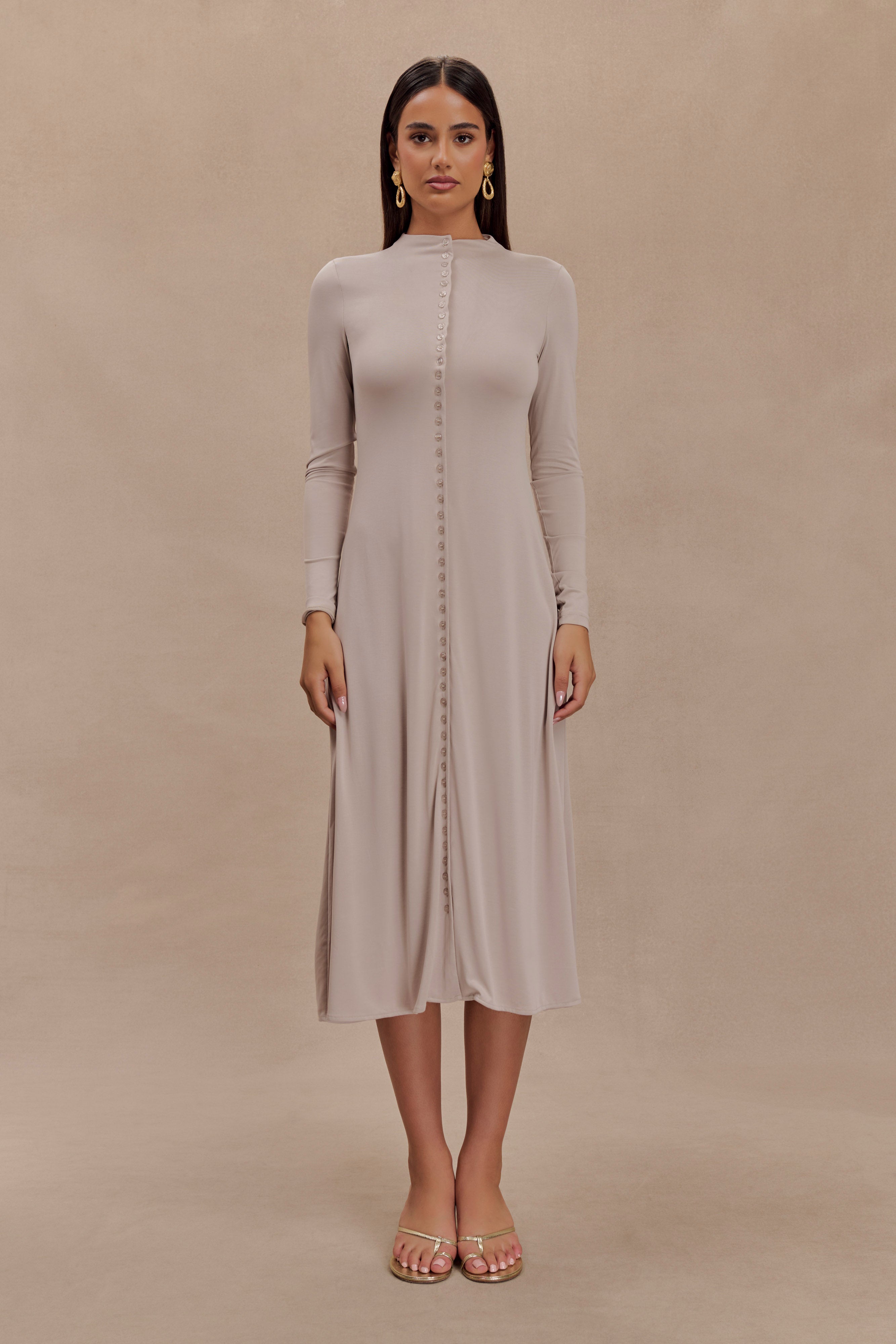 Anders Peached Jersey Midi Dress - Taupe、mySite、solidvoid