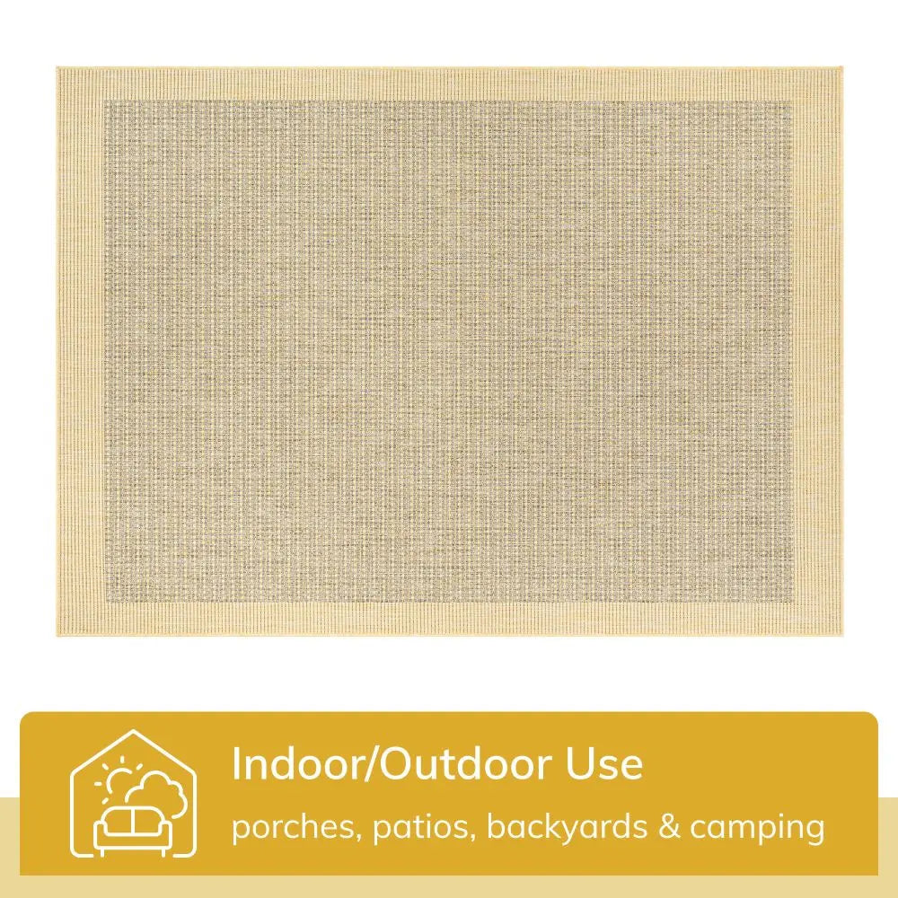 Odin Solid & Striped Border Indoor Outdoor Yellow Flatweave Rug、mySite、gigharbornorthrealestate