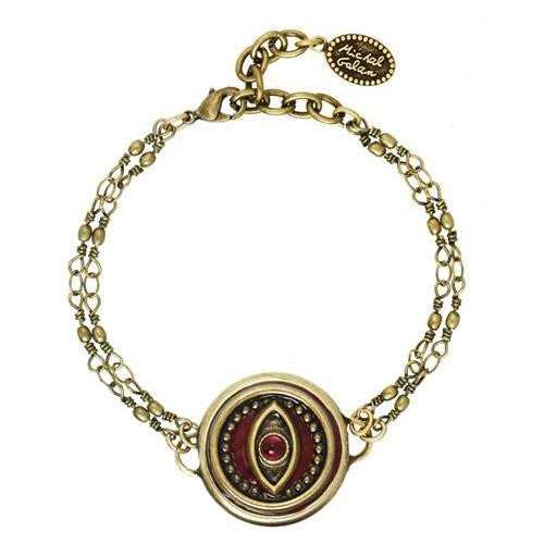 Michal Golan Round Red Evil Eye Bracelet on Double Chain、mySite、topwebapps
