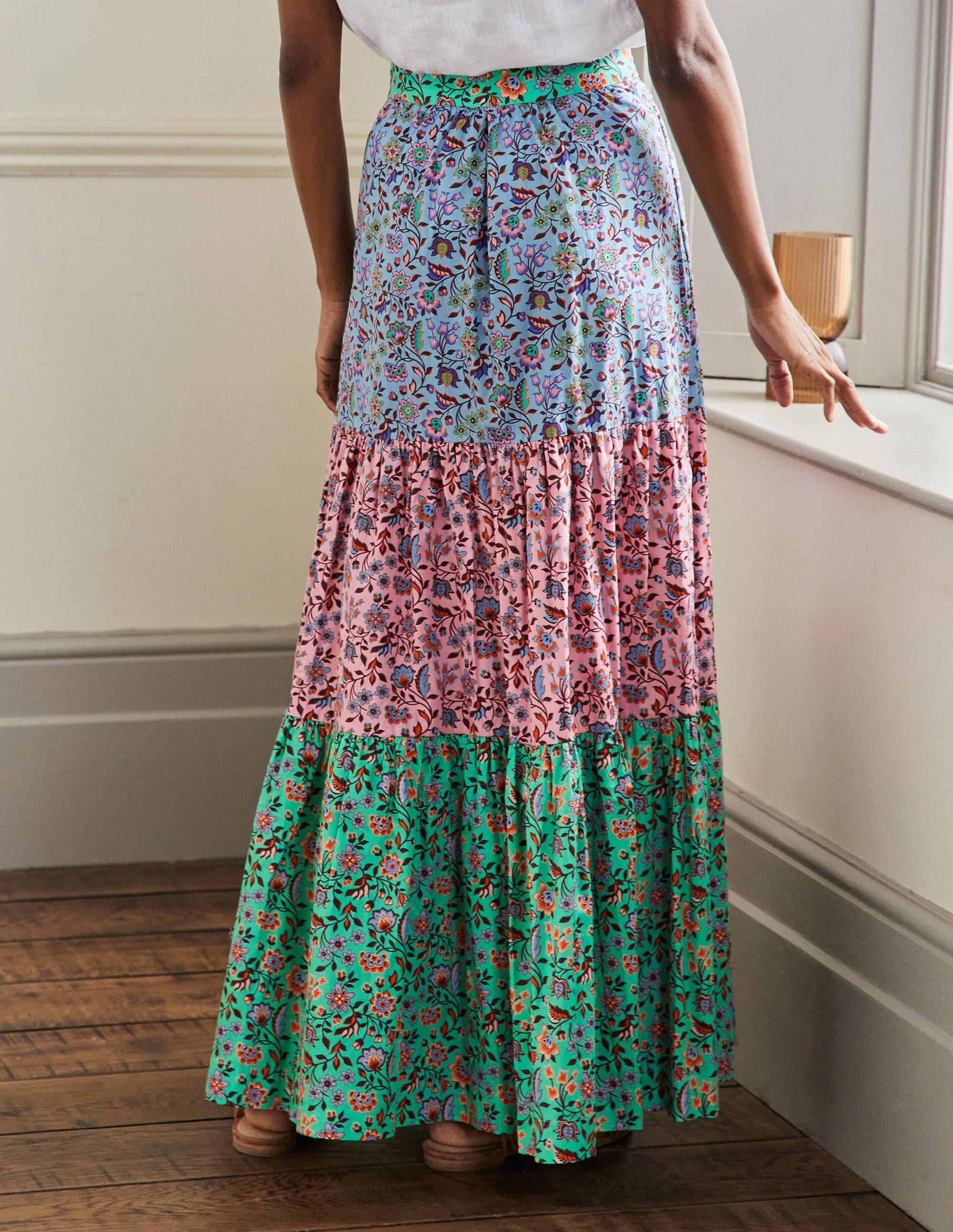  Lorna Tiered Maxi Skirt-Formica Pink, Oriental Meadow、mySite、ashleygrahame