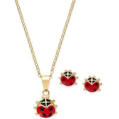 Ladybug Girl's Sterling Silver Earring & Necklace Set、mySite、g9winljtr