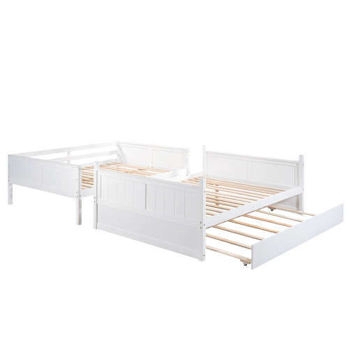 Full Over Full Bunk Bed with Twin Size Trundle, White ( old sku: LP000250AAK )、、casual