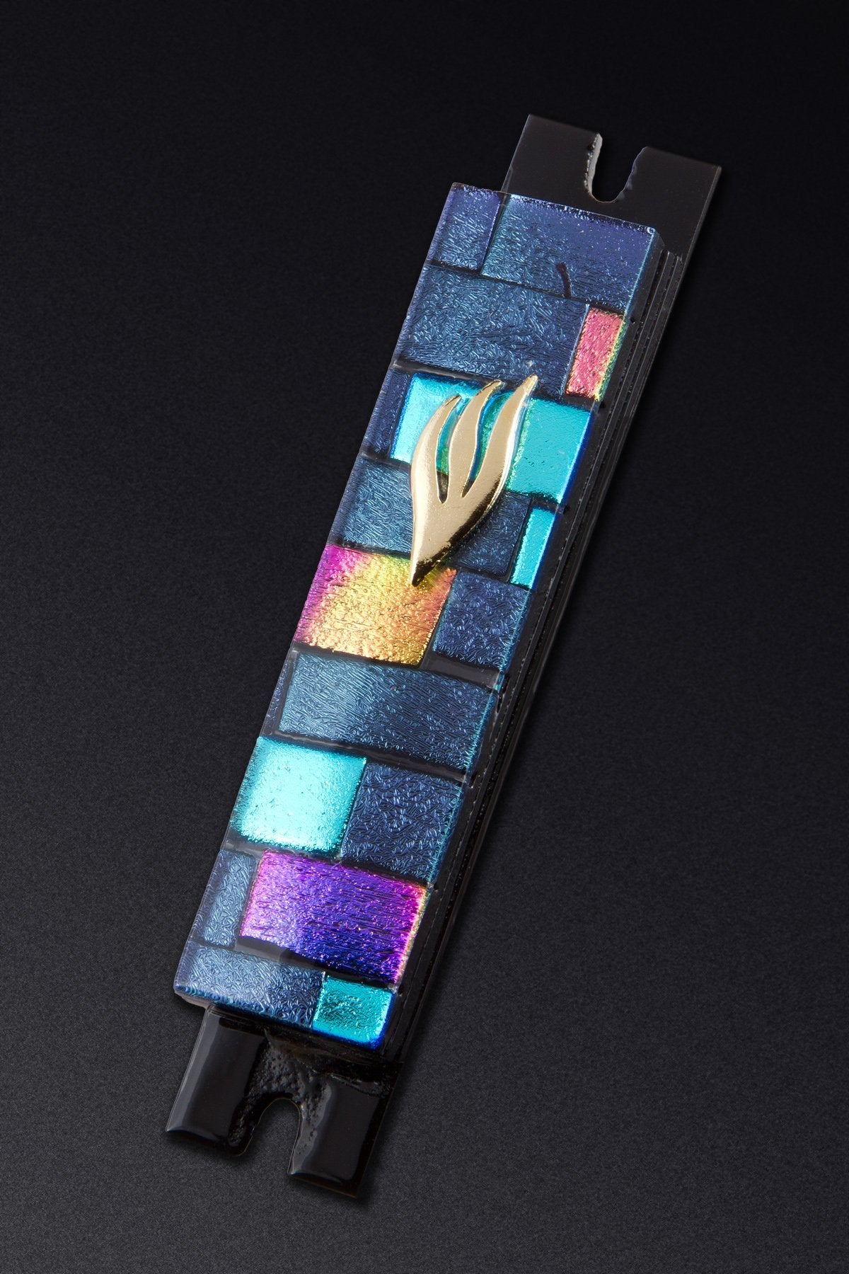 Purple and Multi Color Brick Glass Mezuzah by Daryl Cohen、mySite、topwebapps