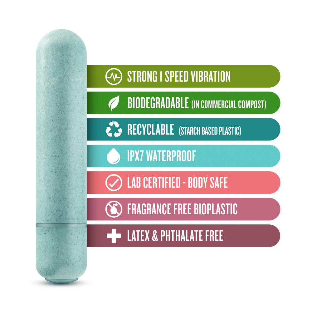 Gaia® By Blush | Eco Bullet: Plant-Based 4 Smooth Waterproof Bullet Vibrator in Aqua - Made from Sustainable BioFeel™、mySite、bottomscart