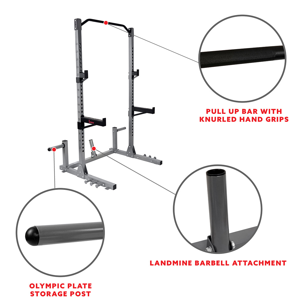  Power Squat Rack w/ Attachments & High Weight Capacity, Olympic Weight Plate Storage, & Swivel Landmine、mySite、ghnorth