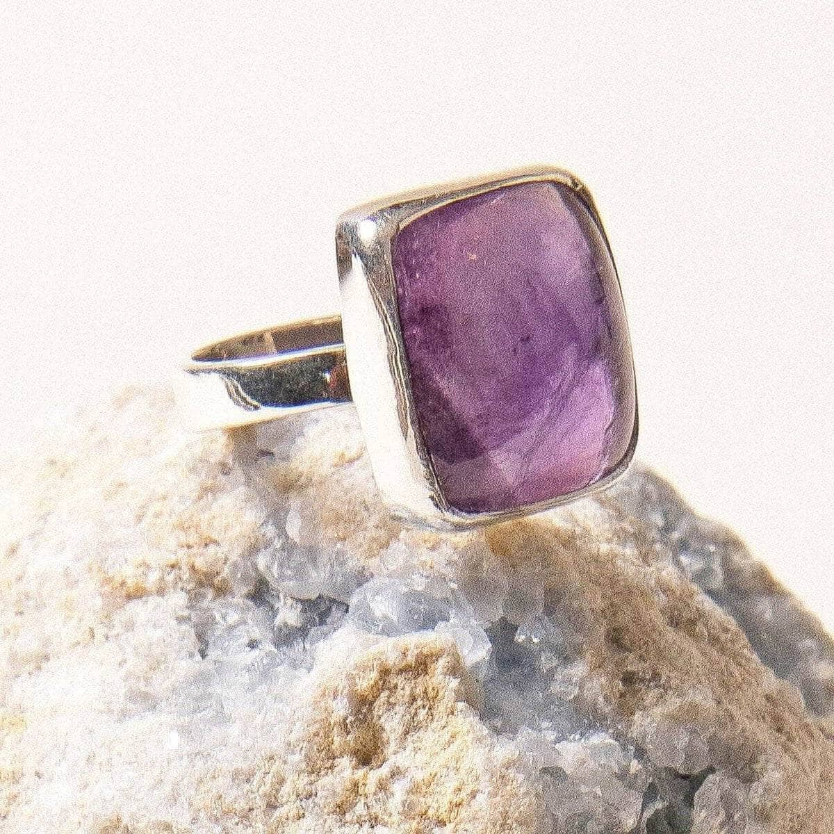 Amethyst Square Silver Gemstone Ring、mySite、hinf8tx79