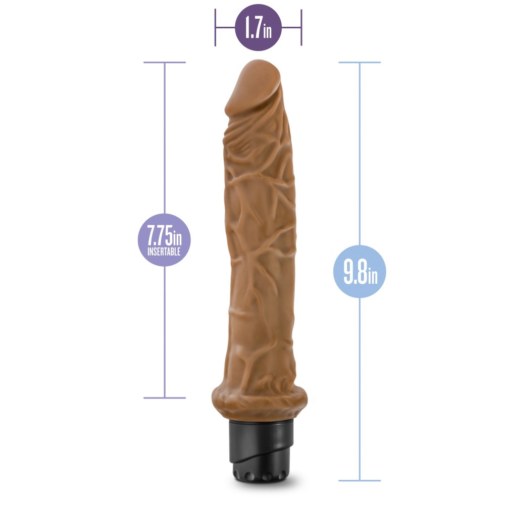 Dr. Skin By Blush® | Cock Vibe 8 Realistic Mocha 9.75-Inch Long Vibrating Dildo、mySite、bottomscart