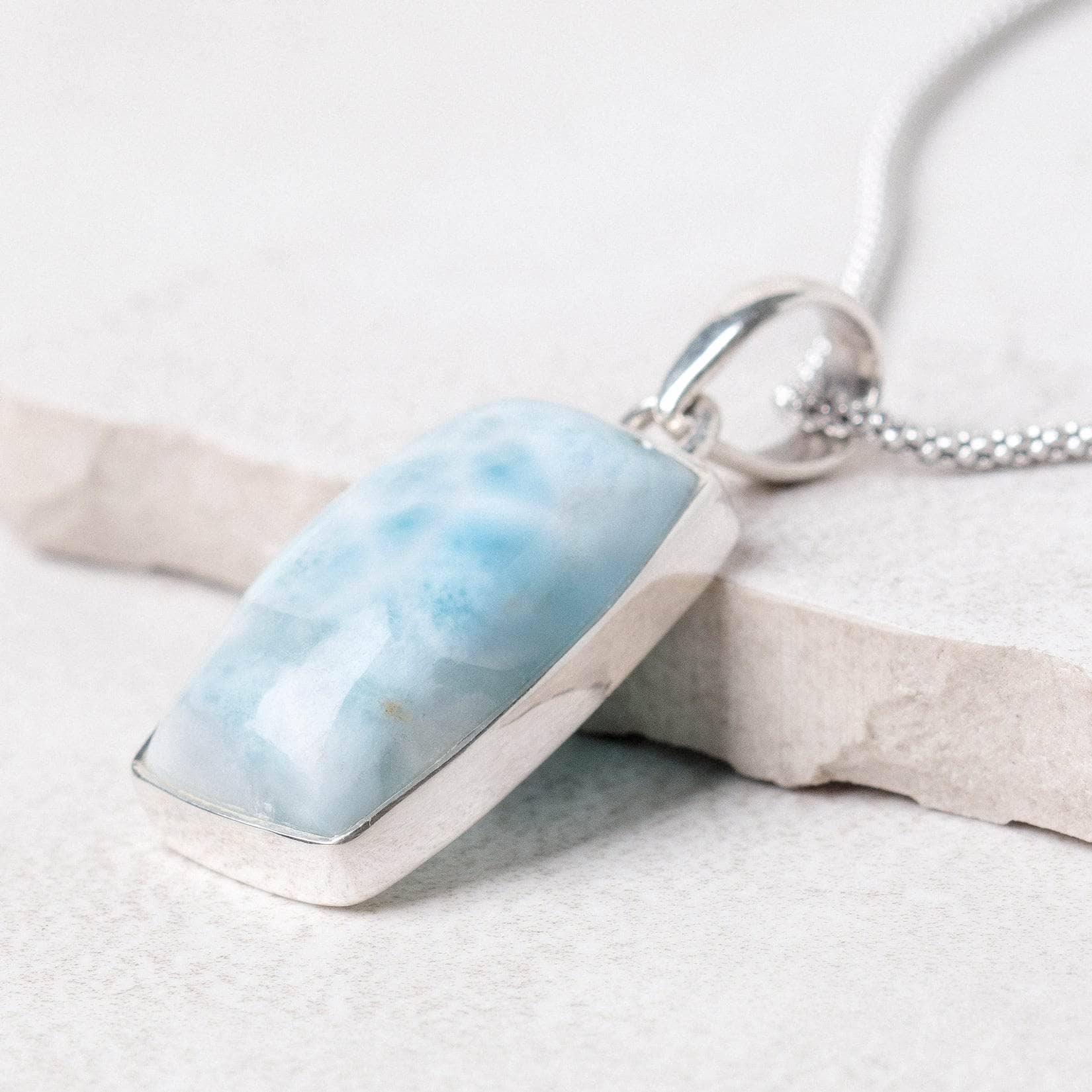 Rare Genuine Larimar Rectangle Pendant Necklace、mySite、hinf8tx79