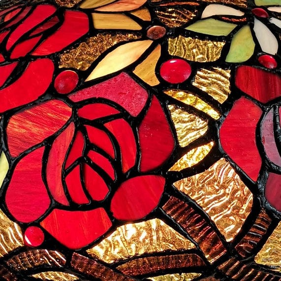 24 Stained Glass Two Light Jeweled Roses Accent Table Lamp、mySite、g9winljtr