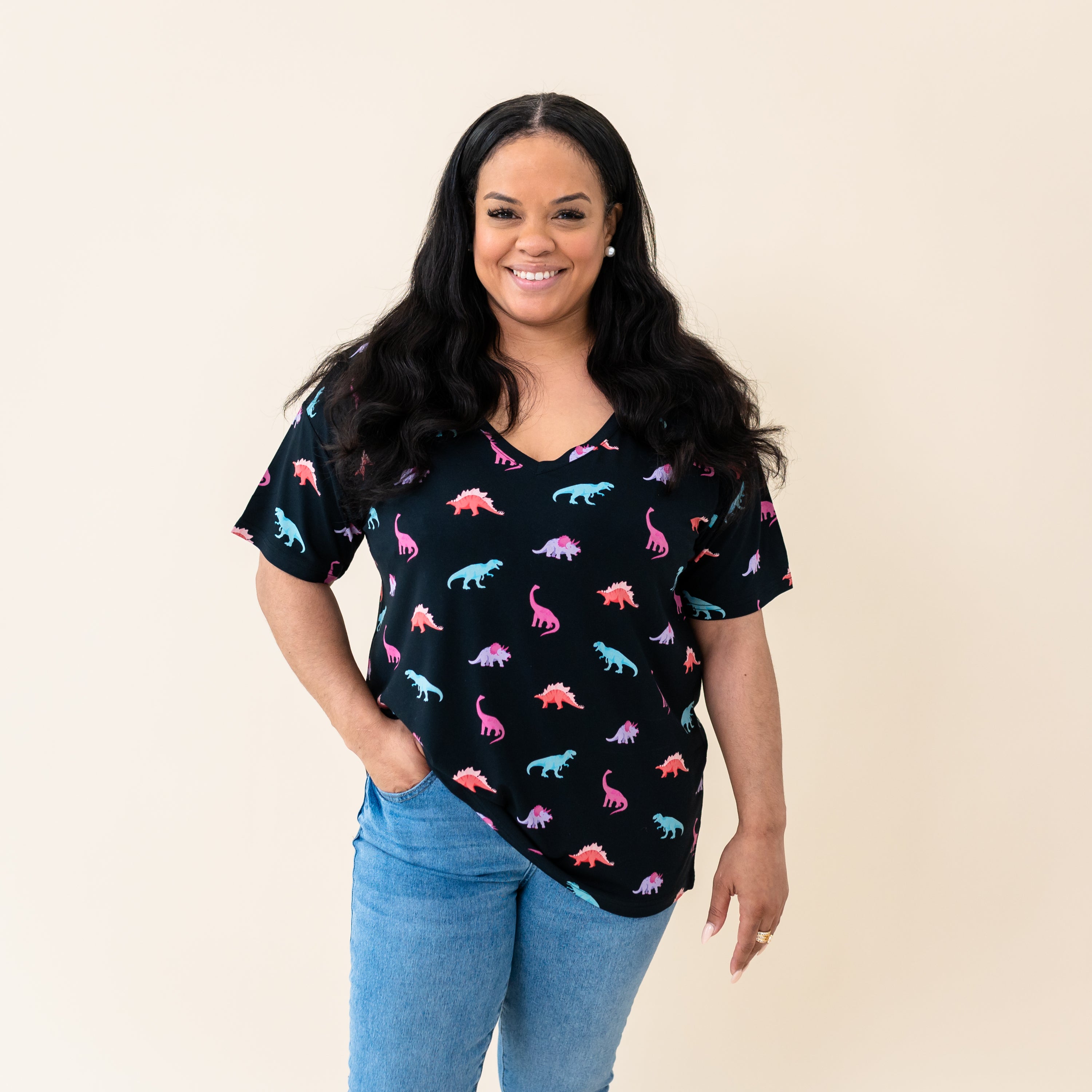  Women’s Relaxed Fit V-Neck in Midnight Roar、mySite、layawaytickets