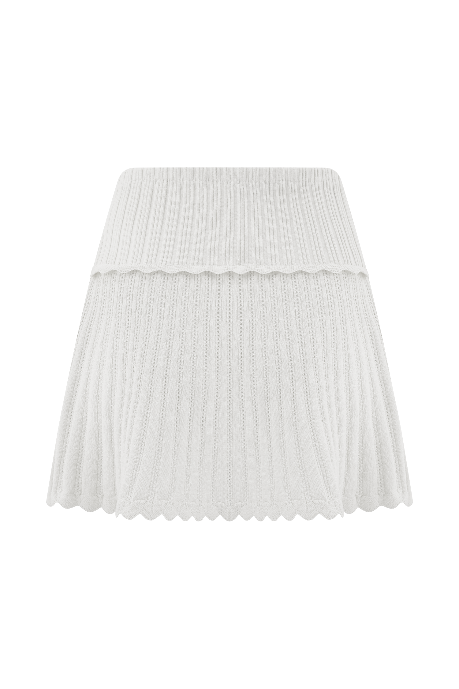 Indy Pointelle Knit Mini Skirt - Ivory、mySite、solidvoid