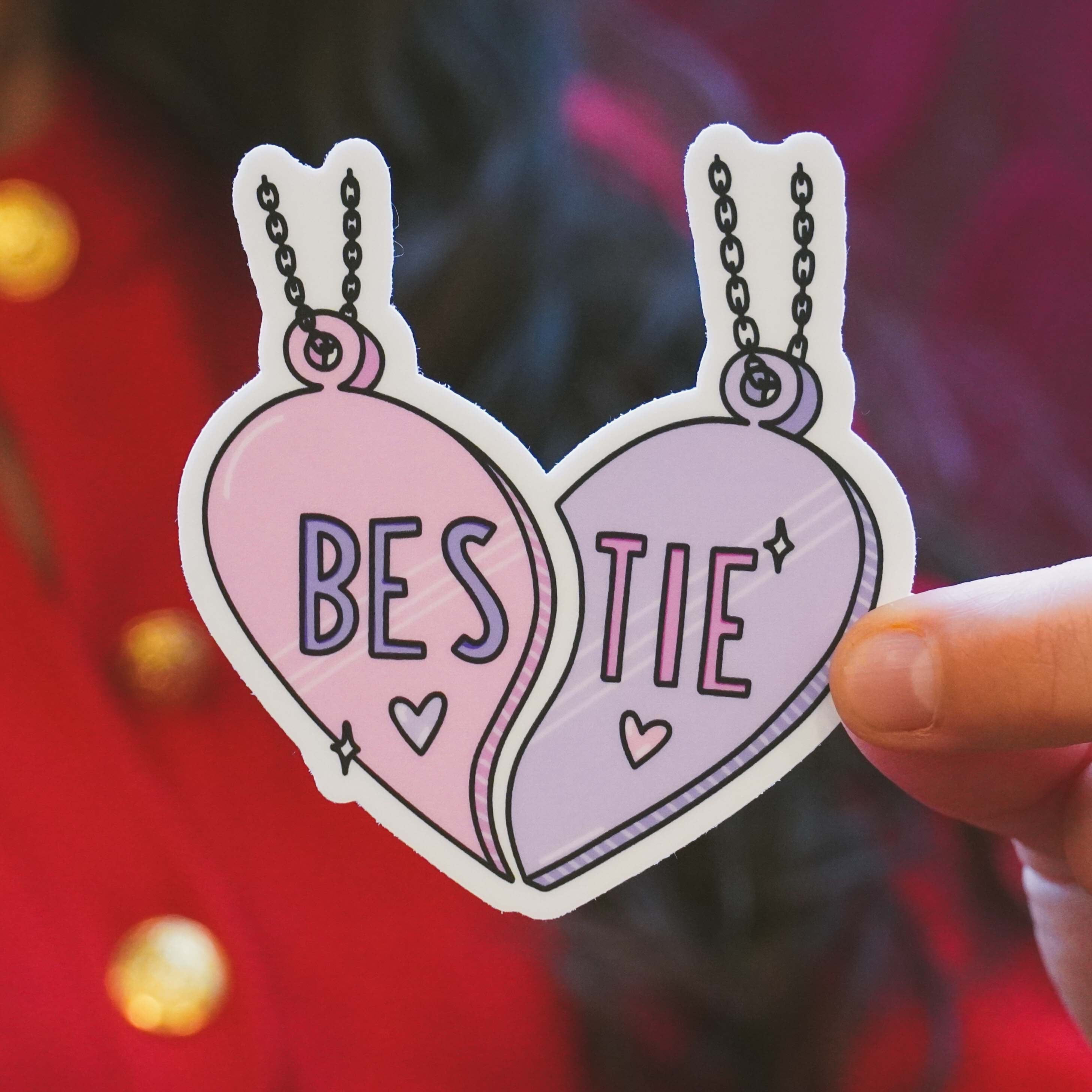  Bestie Heart Charm Necklace Sticker、mySite、elrpsem3k