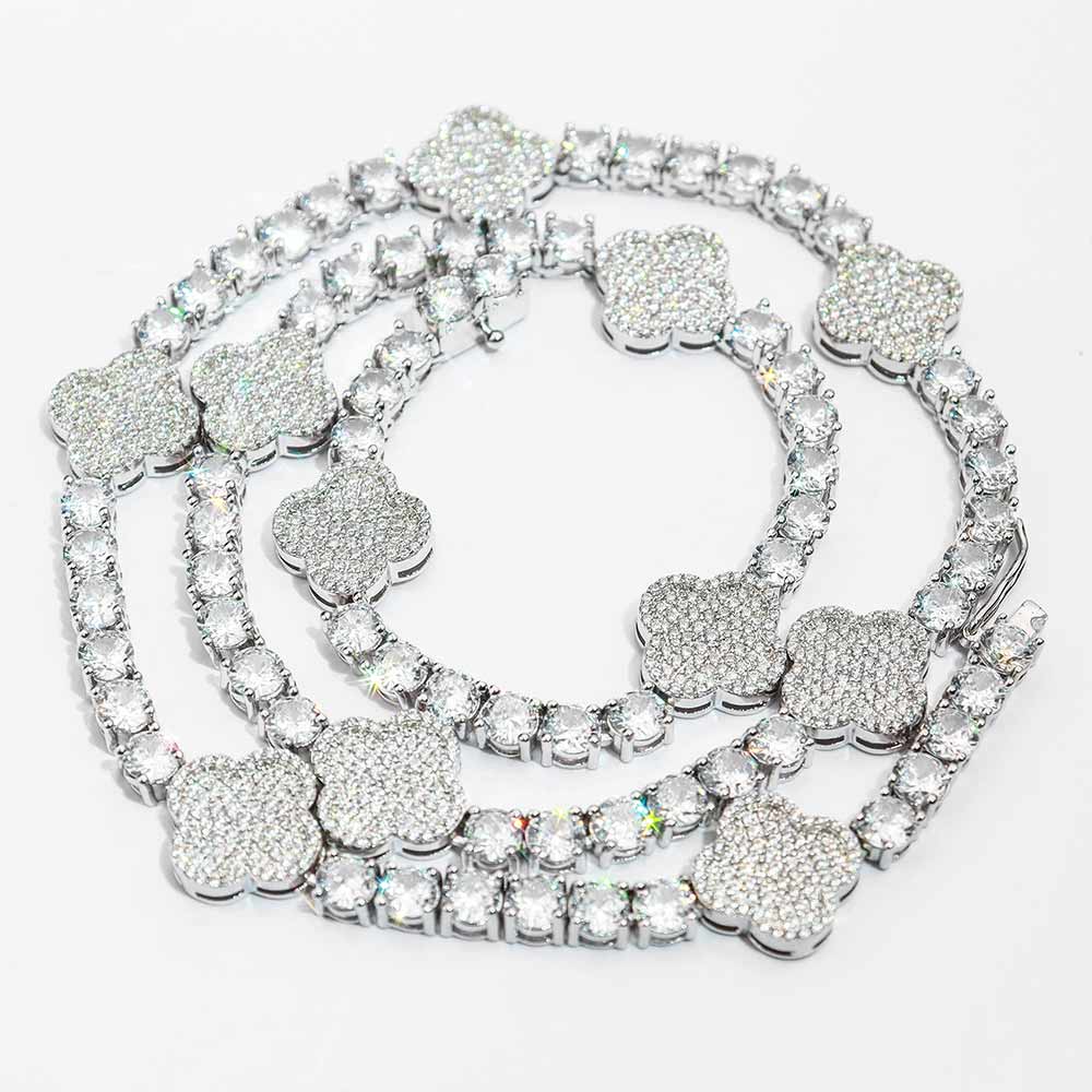 5MM Four Leaf Moissanite Tennis Chain 14K Gold、mySite、hinf8tx79