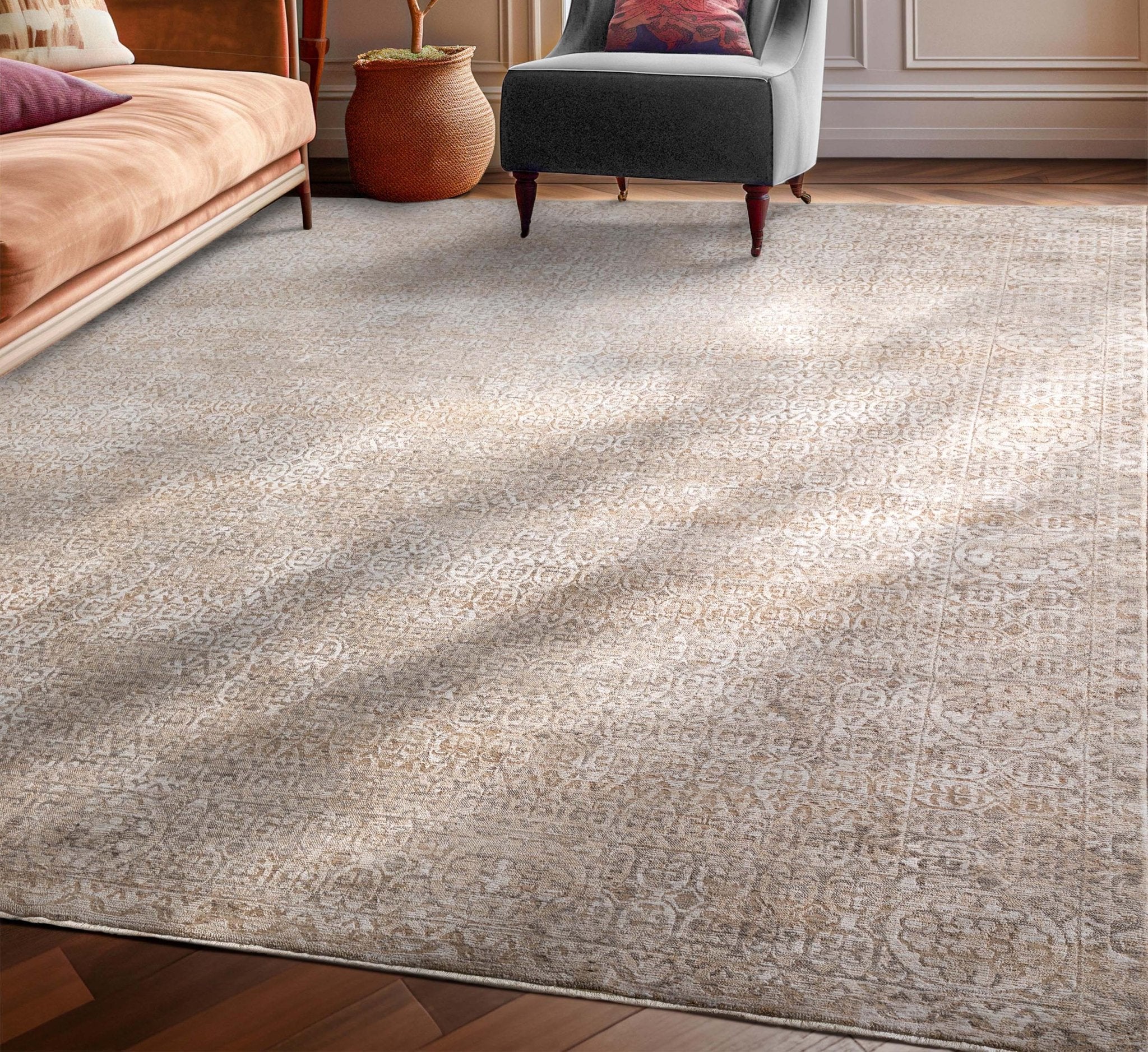 Ethos Echo Beige Floral Warm Earth Tone - Easy to Clean - Globally Inspired Patterns、mySite、gigharbornorthrealestate