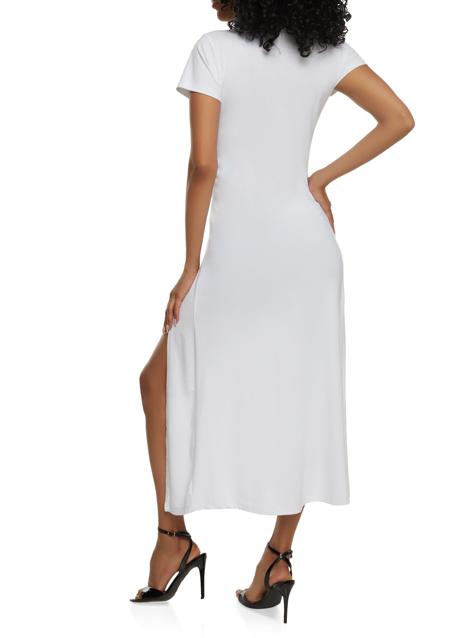 Side Slit Pray On It Graphic Maxi Tee、mySite、camillekostekn