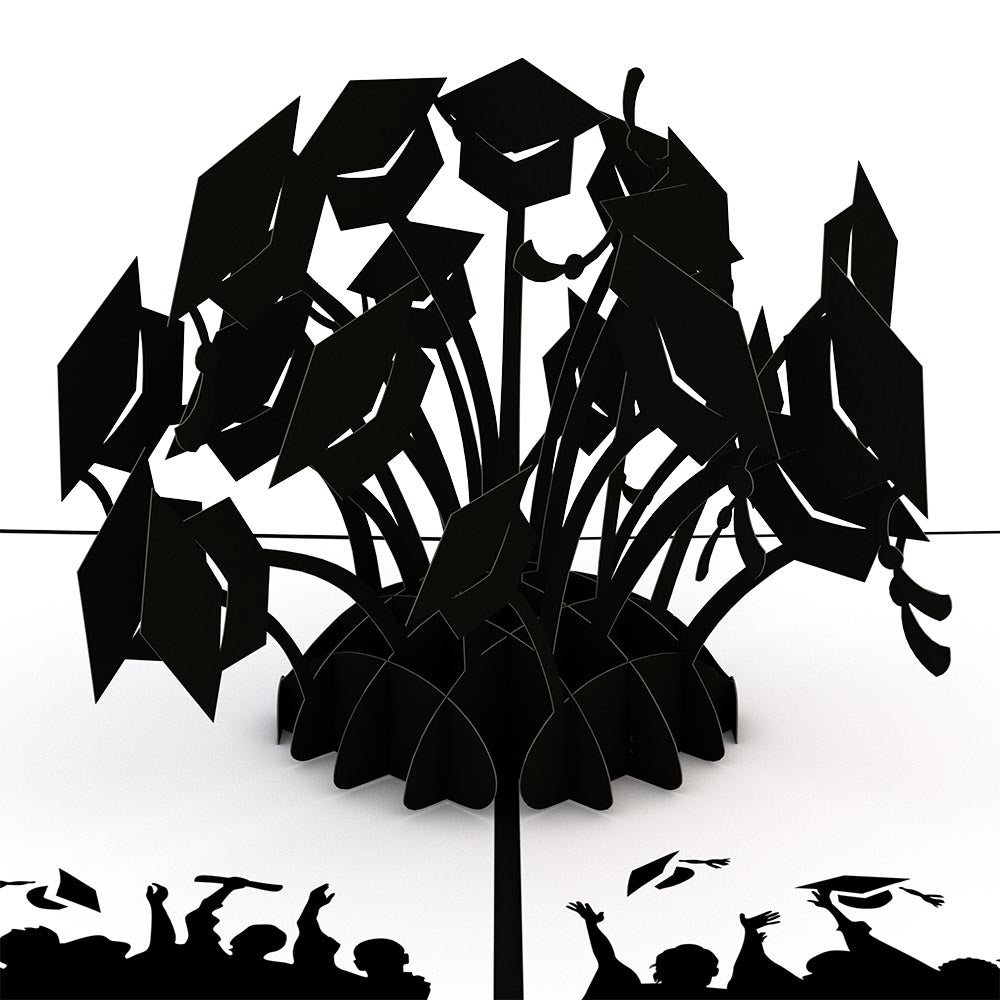 Graduation Hats Black Pop-Up Card、mySite、solidvoid