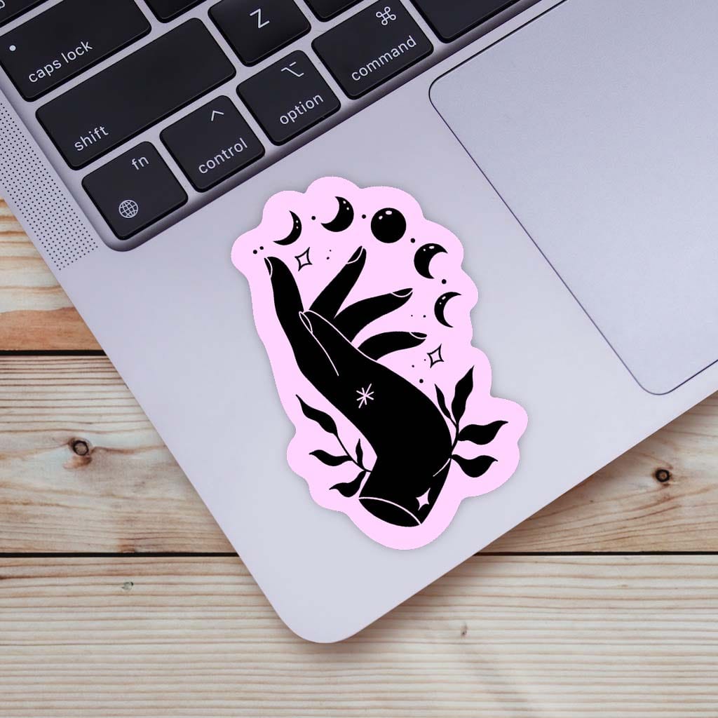  Mystic Hand and Moon Phase Sticker - Pink、mySite、elrpsem3k