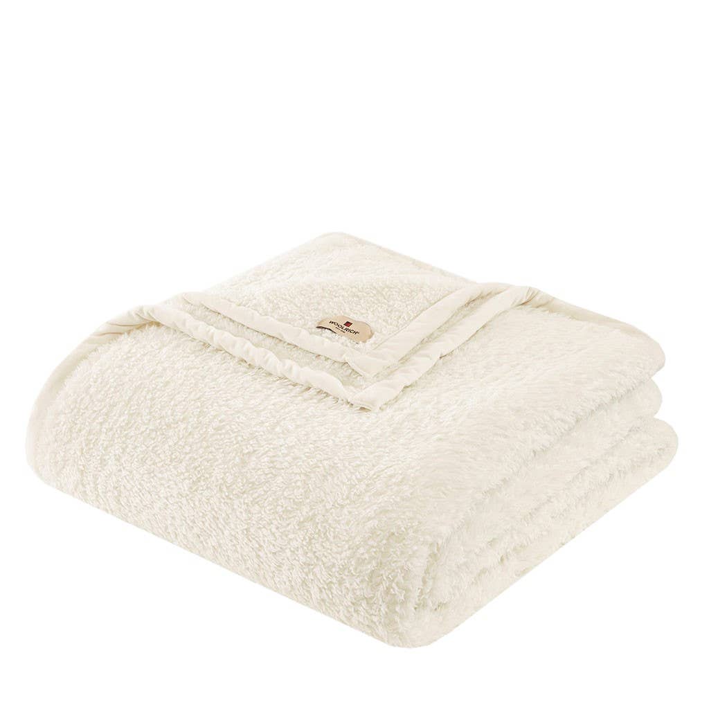 Made in the USA Soft Berber Sherpa Bedding Blanket, Ivory - King、mySite、g9winljtr