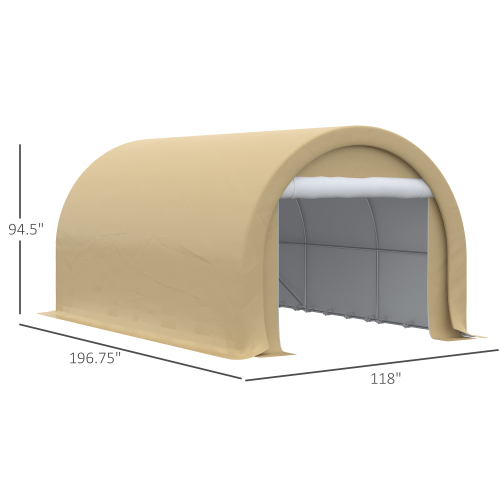 Outsunny 10' x 16' Carport, Heavy Duty Portable Garage Storage Tent with Large Zippered Door, Anti-UV PE Canopy Cover for Car, Truck, Boat, Motorcycle, Bike, Garden Tools, Outdoor Work, Beige、、eastwooduniform