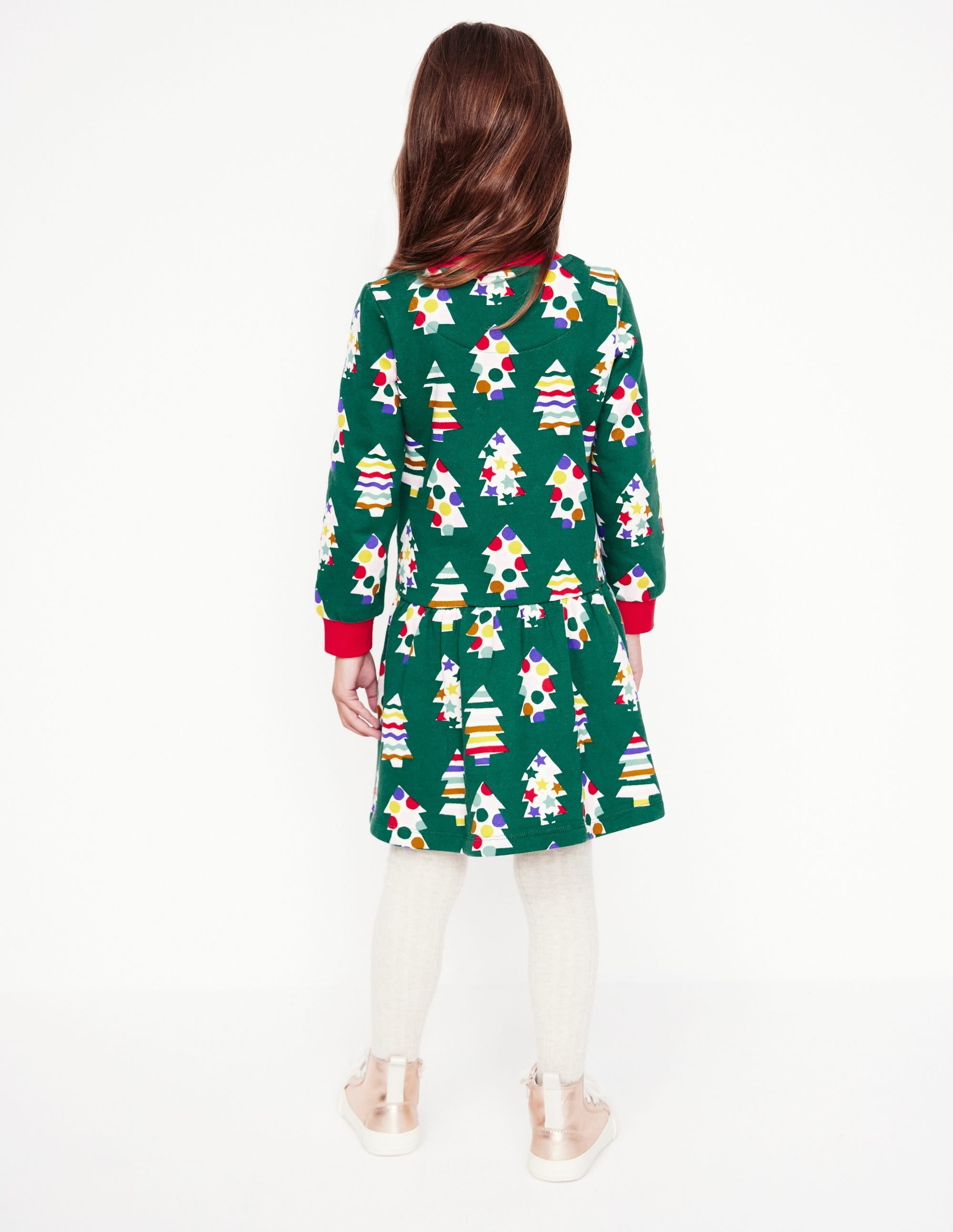  Cosy Printed Sweatshirt Dress-Jewel Green Christmas Trees、mySite、ashleygrahame