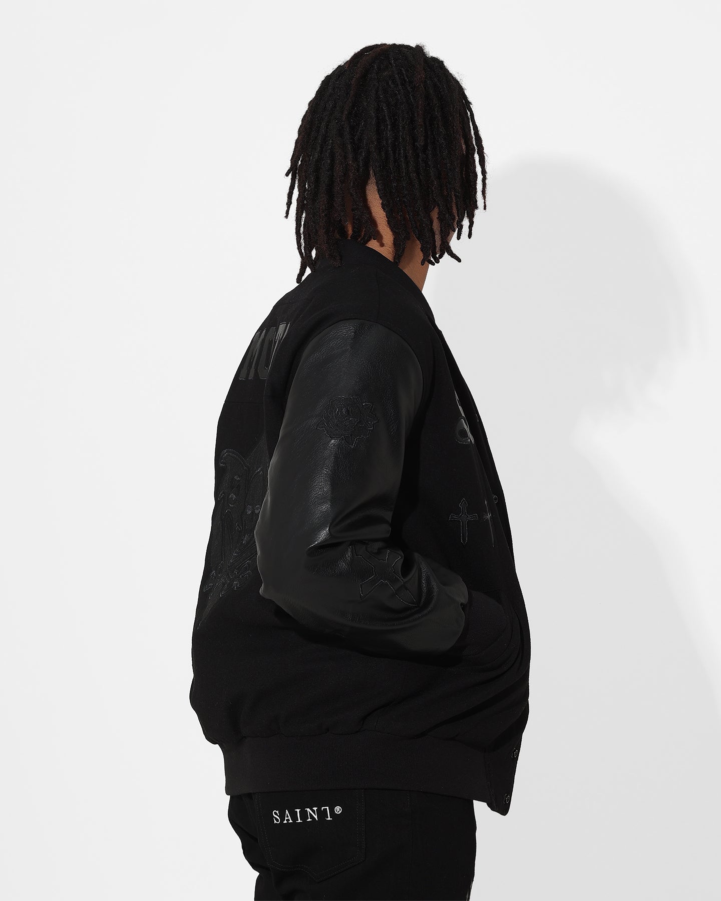 Saint Morta Graveyard Varsity Jacket Black/Black、mySite、zt4zffjzw