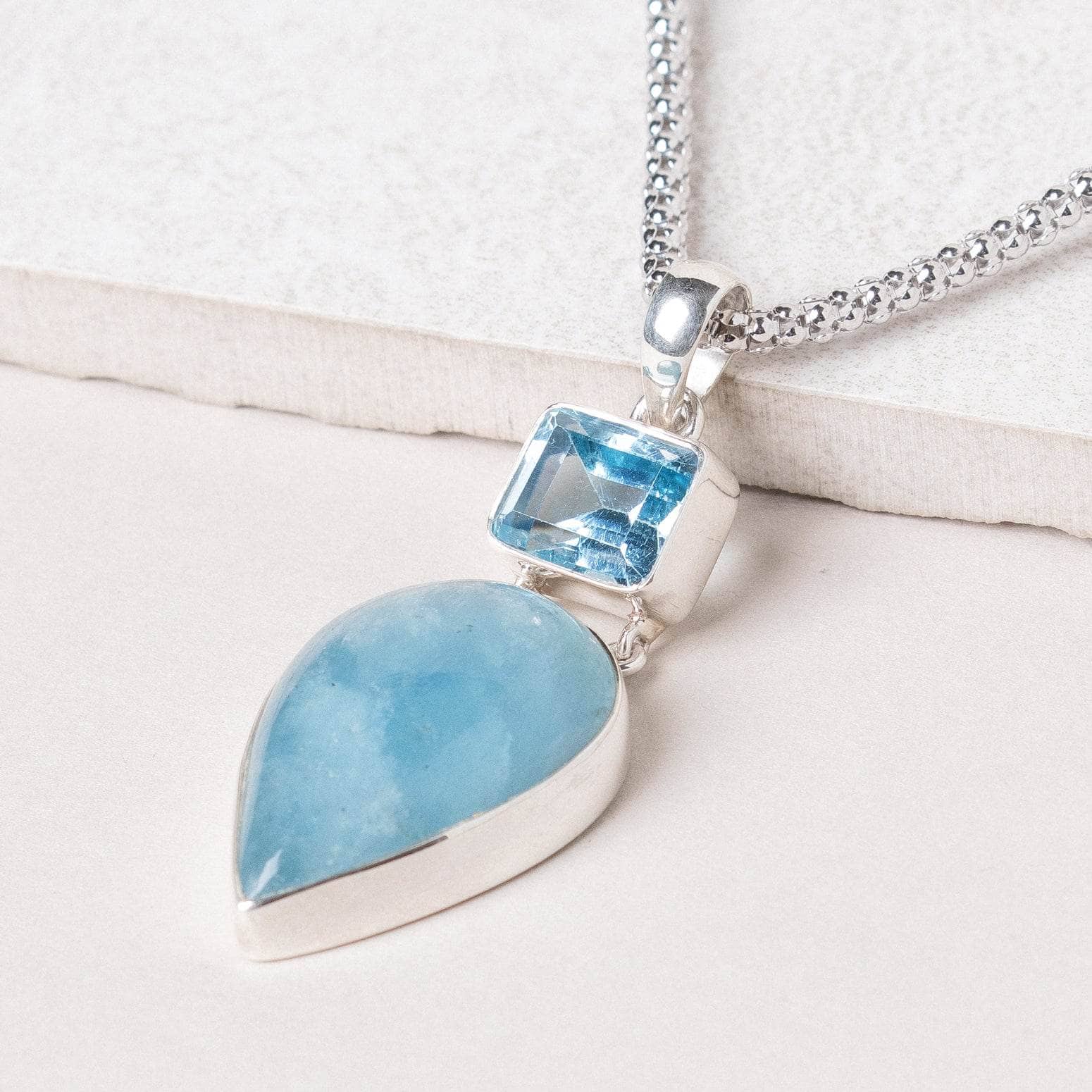 Aquamarine & Blue Topaz Pendant Necklace、mySite、hinf8tx79
