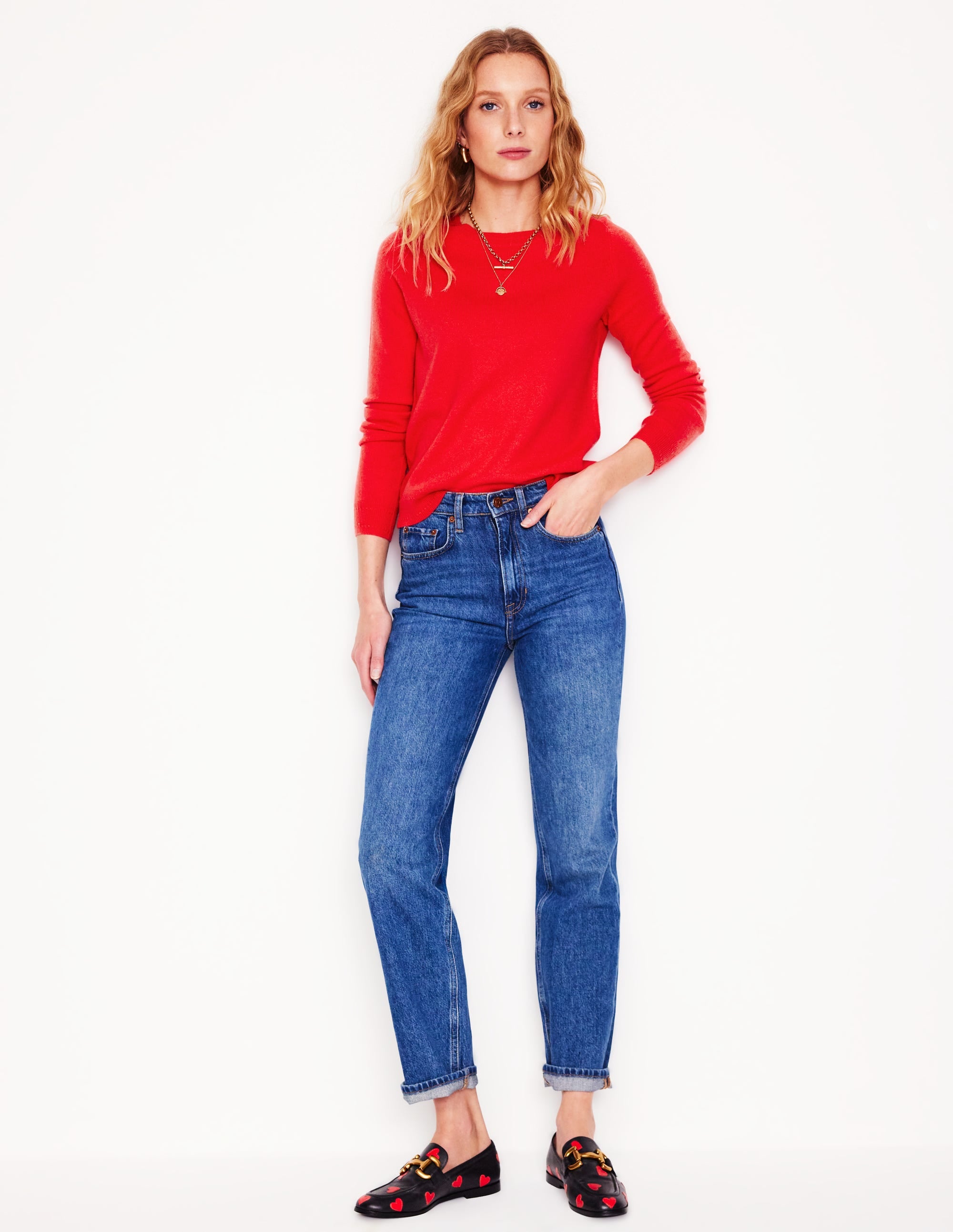  Eva Cashmere Crew Neck Jumper-Strawberry Tart Red、mySite、ashleygrahame