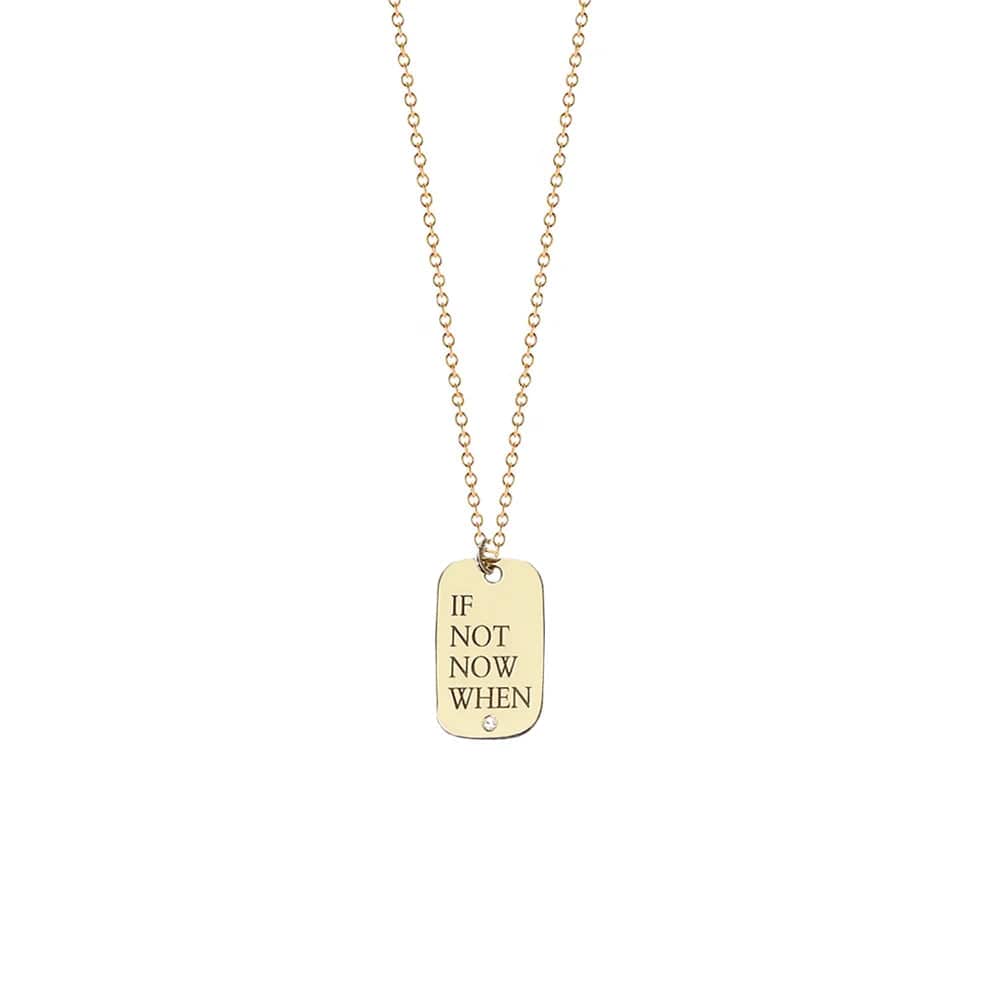 MMJ My Way ID Tag Necklace with Diamond - Choice of Statement - (Sterling Silver or Gold-Plated)、mySite、topwebapps