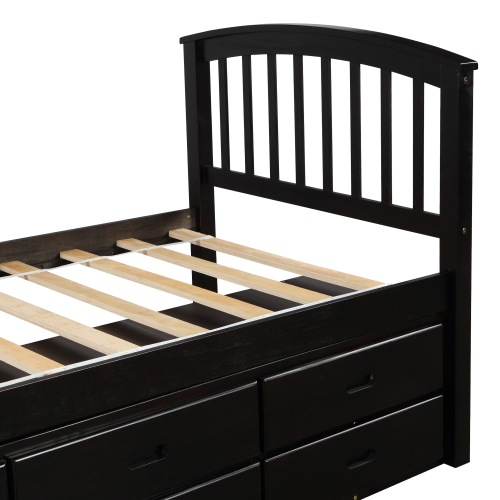 Orisfur. Twin Size Platform Storage Bed Solid Wood Bed with 6 Drawers、、casual