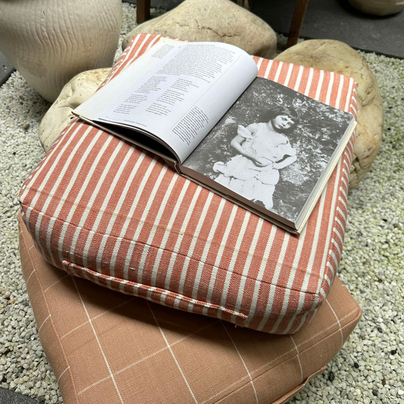 Cotton Floor Cushion | Coral Stripe | Peach | 40 x 40 cm、mySite、camillekostekn