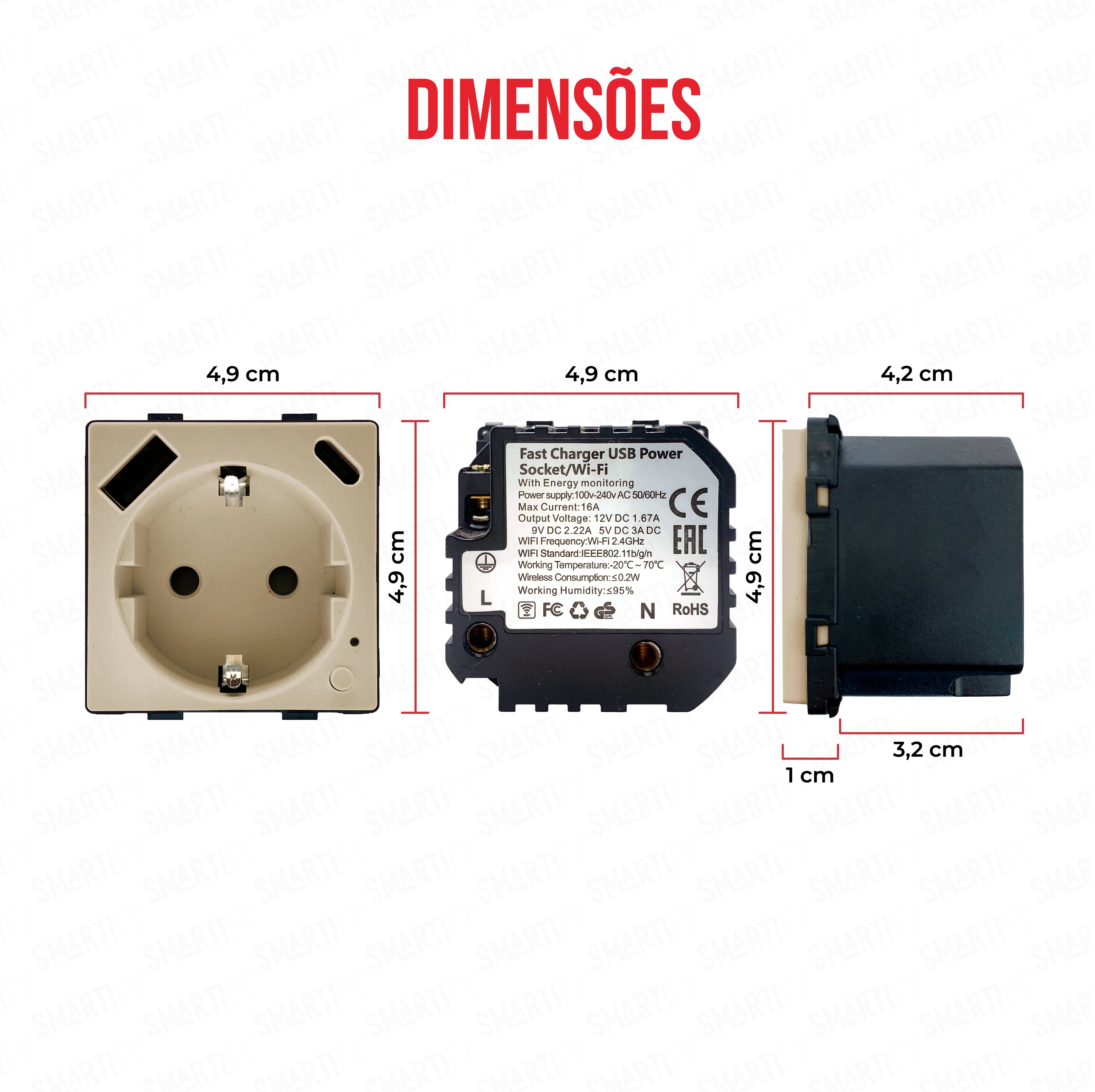Smartify vPRO Módulo Tomada Inteligente Wifi c/ USB-C e USB-A c/ Medidor de Energia dourado - SYPMTUEWFDR、mySite、fannypackpong