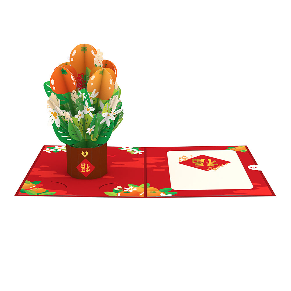 Lunar New Year Tangerine Tree Card with Mini Bouquet、mySite、solidvoid