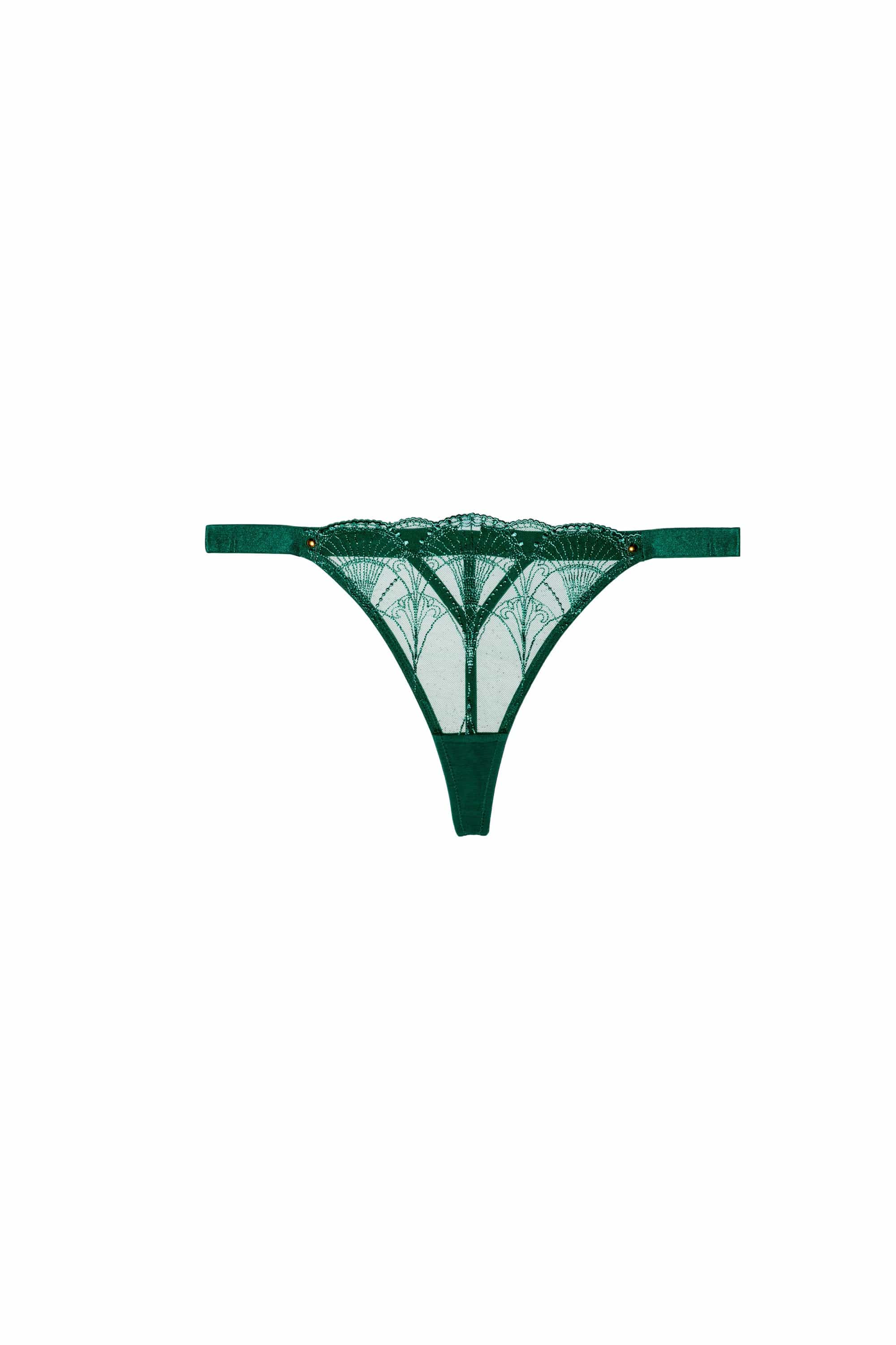 Pippa Forest Green Deco Embroidered Thong、mySite、bengalsvssteelers