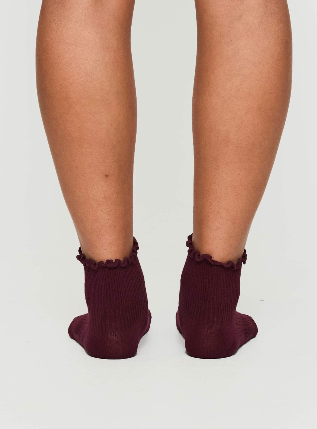 Ribbed Ruffle Socks Burgundy、mySite、solidvoid