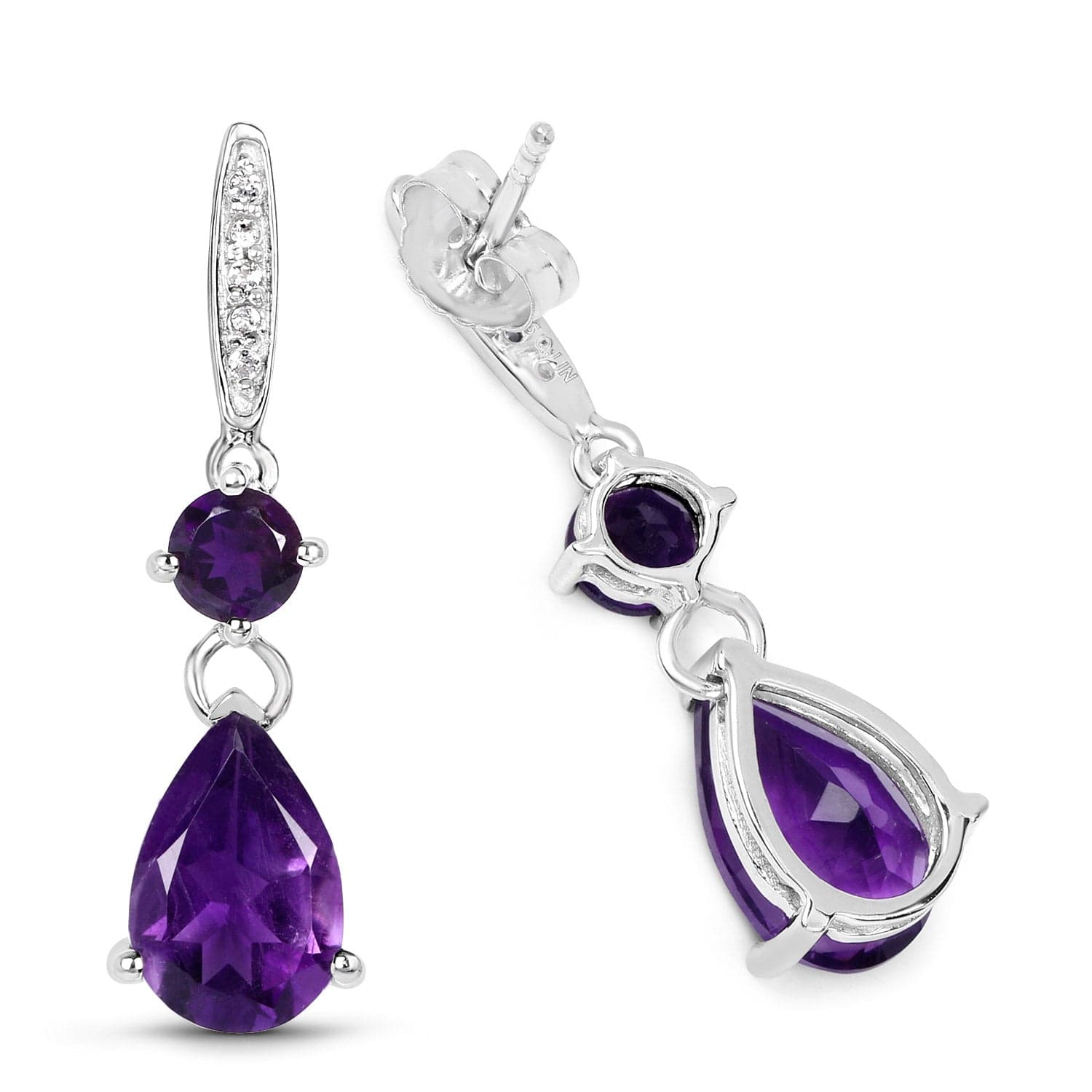 Teardrop Amethyst Topaz Earrings Sterling Silver 6ctw、mySite、g9winljtr