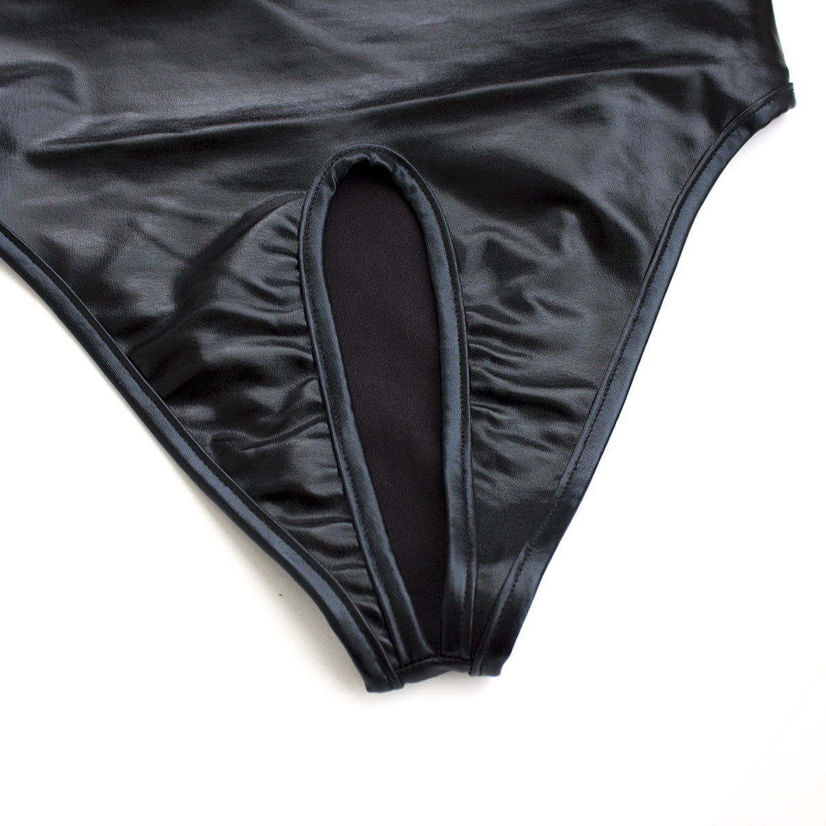 Kink PVC Faux Stretch Leather | Wetlook Bodysuit | Cup Less | Crotchless| Free size、mySite、bottomscart
