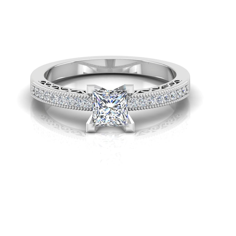 Princess Cut Cathedral Moissanite Engagement Ring、mySite、hinf8tx79