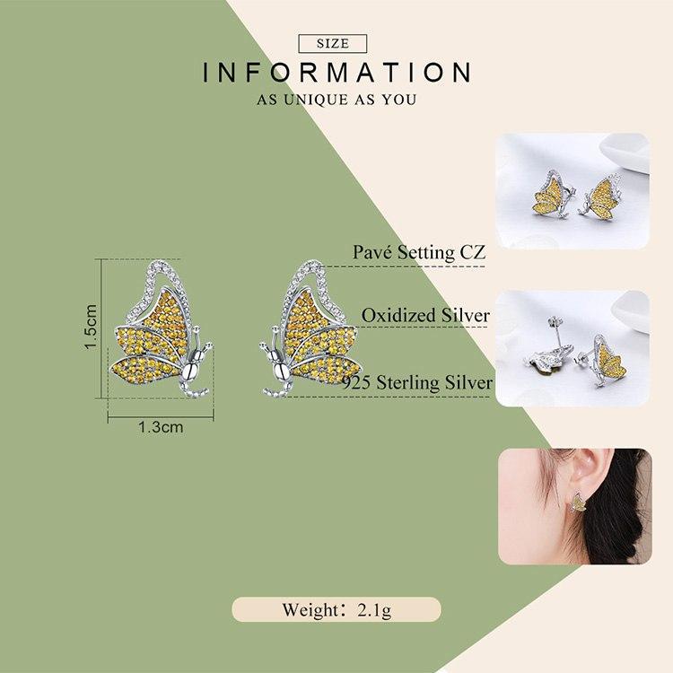 Butterfly Jewelry in Platinum Plated Sterling Silver, Yellow、mySite、g9winljtr