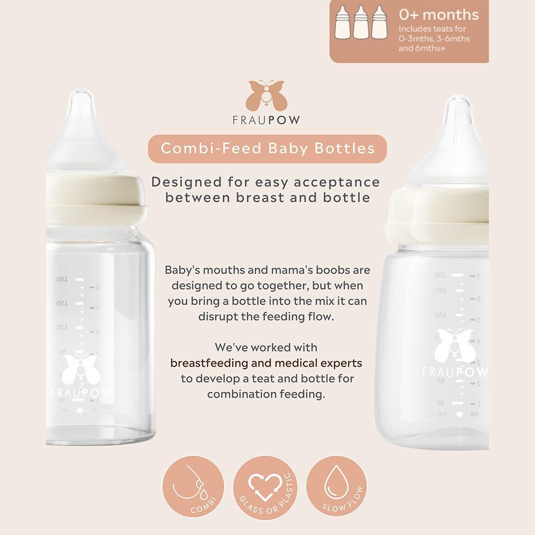  Fraupow Combi-Feed Glass Baby Bottles | Pack of 3、mySite、merchandisen