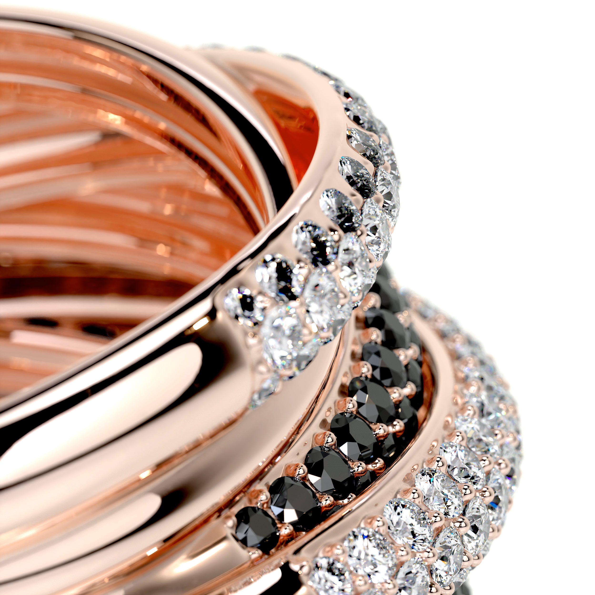 Aurora Black & White Diamond Wedding Ring (3 Carat) -14K Rose Gold、mySite、hinf8tx79