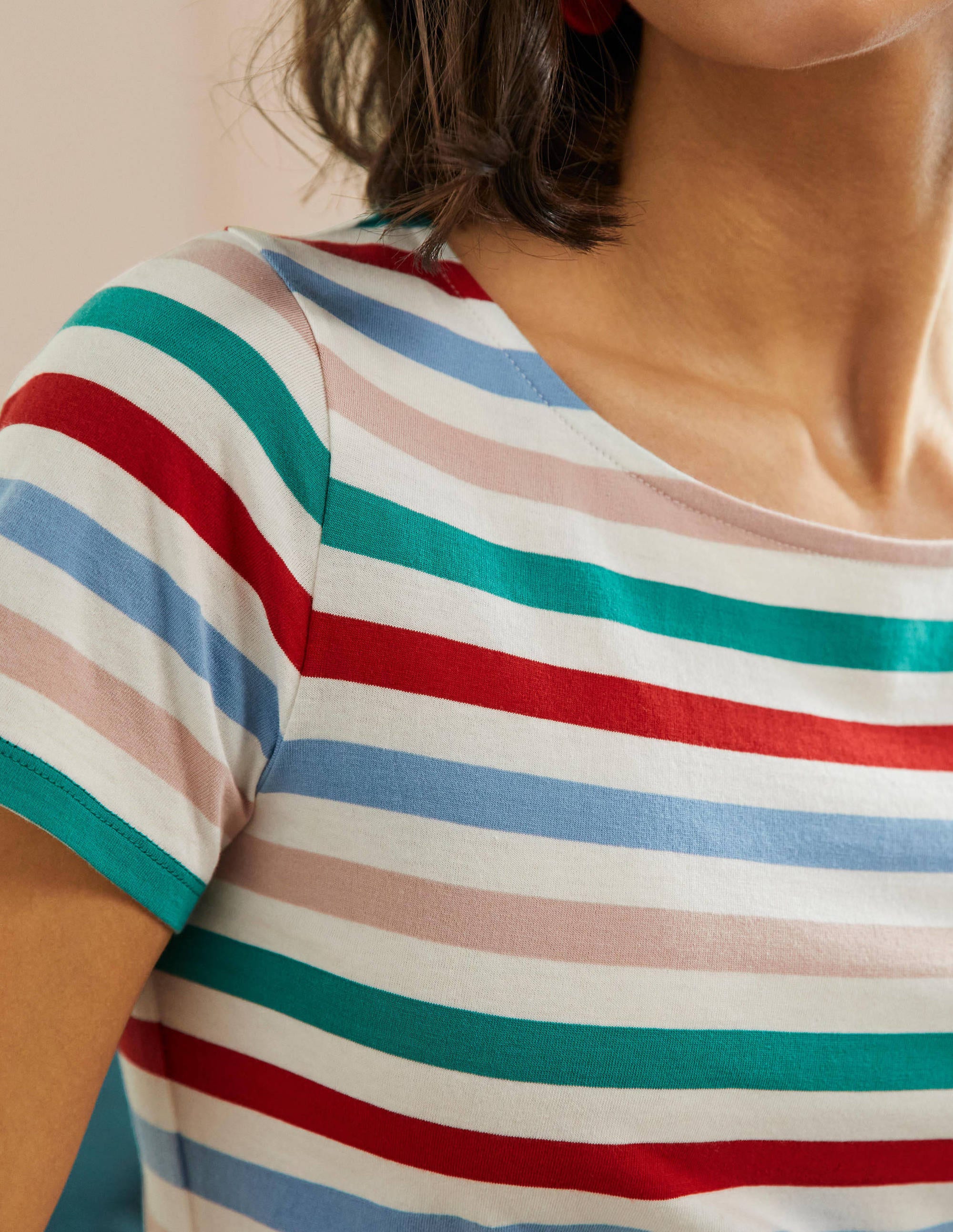  Short Sleeve Breton T-Shirt-Clover / Dusty Blue Stripe、mySite、ashleygrahame