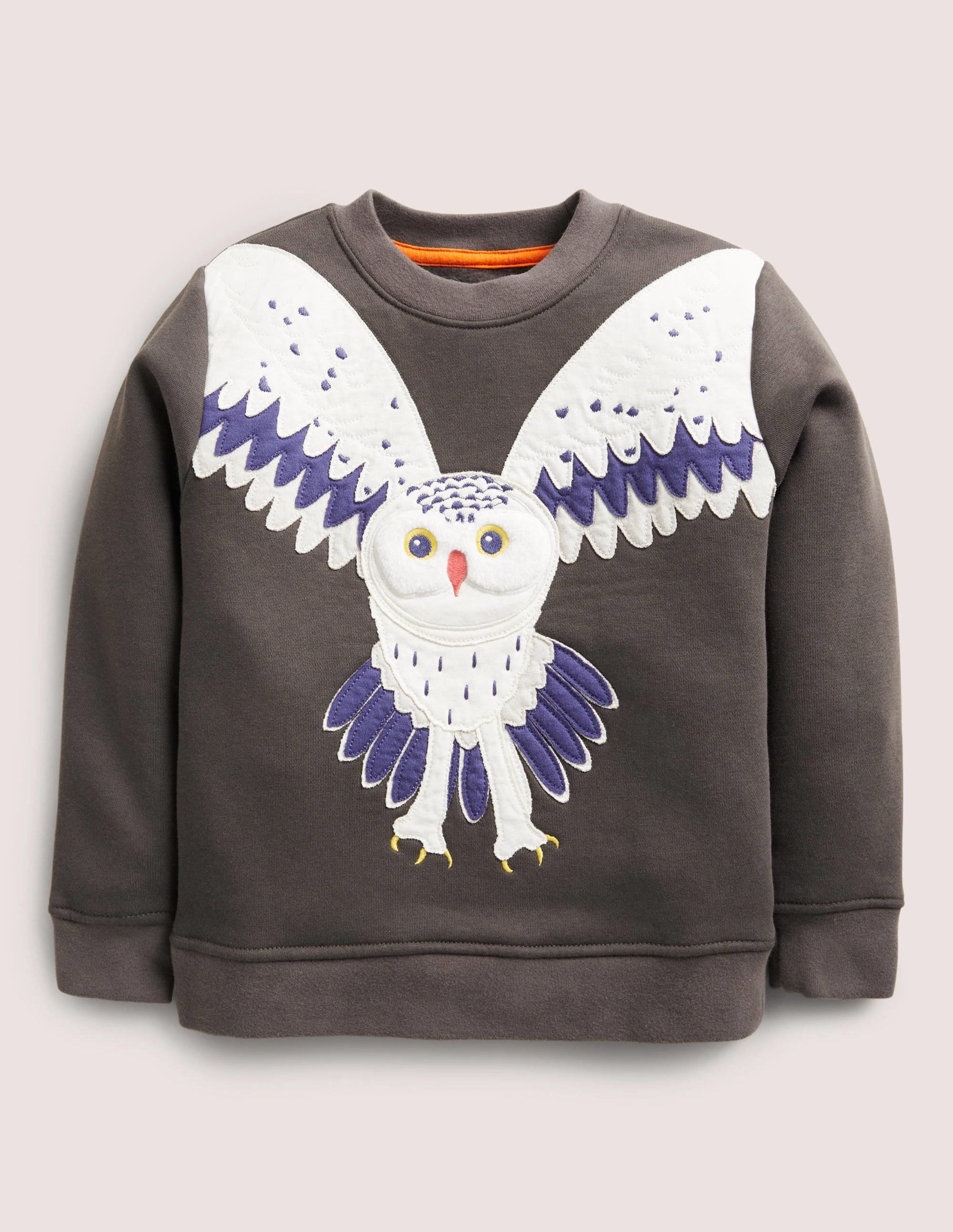  Owl Appliqué Sweatshirt-Smoke Grey Owl、mySite、ashleygrahame