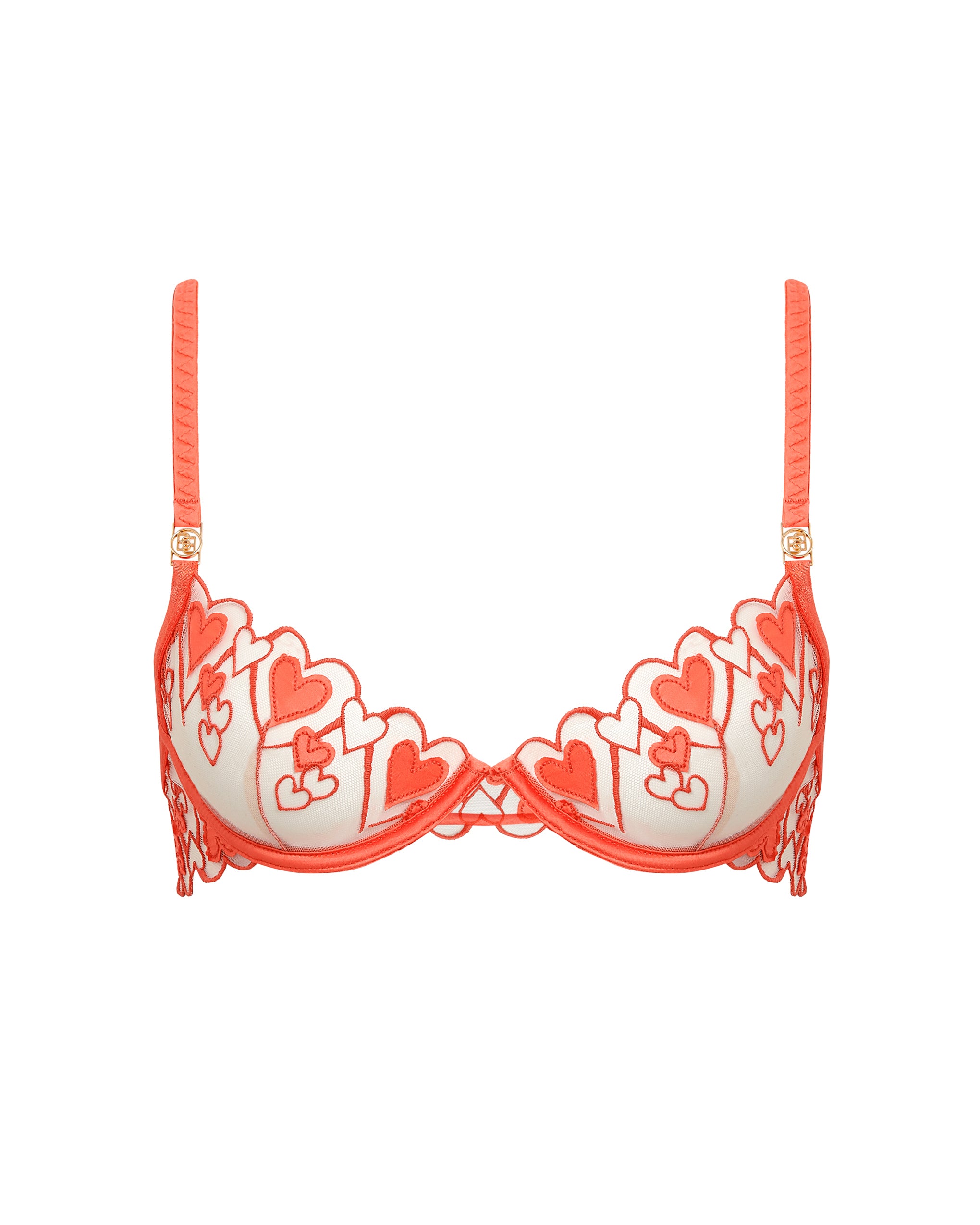 Harlow Heart Embroidered Bra Coral、mySite、bengalsvssteelers