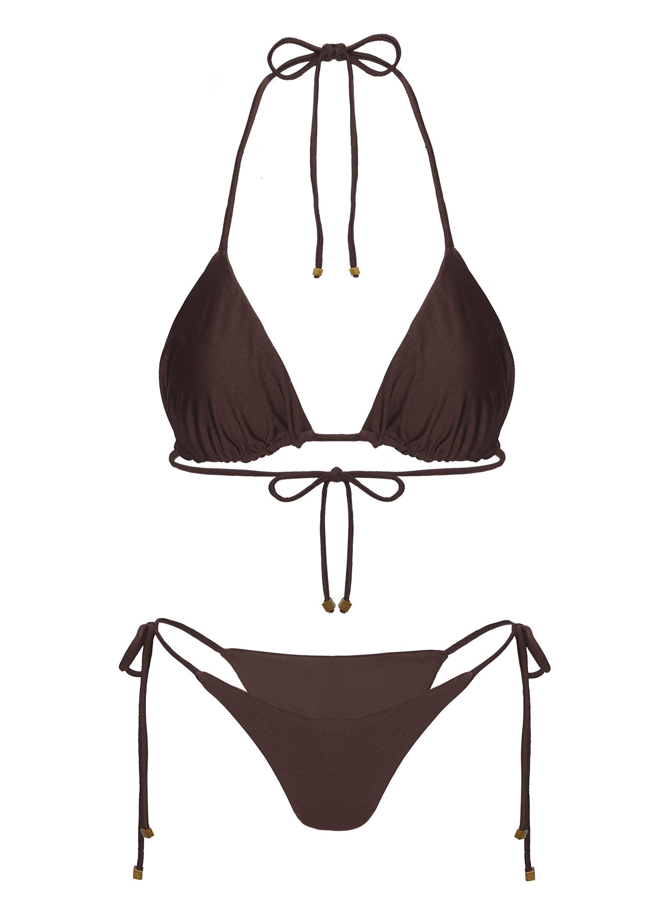 Glora Tie Side Shine Bikini Bottom Brown、mySite、solidvoid