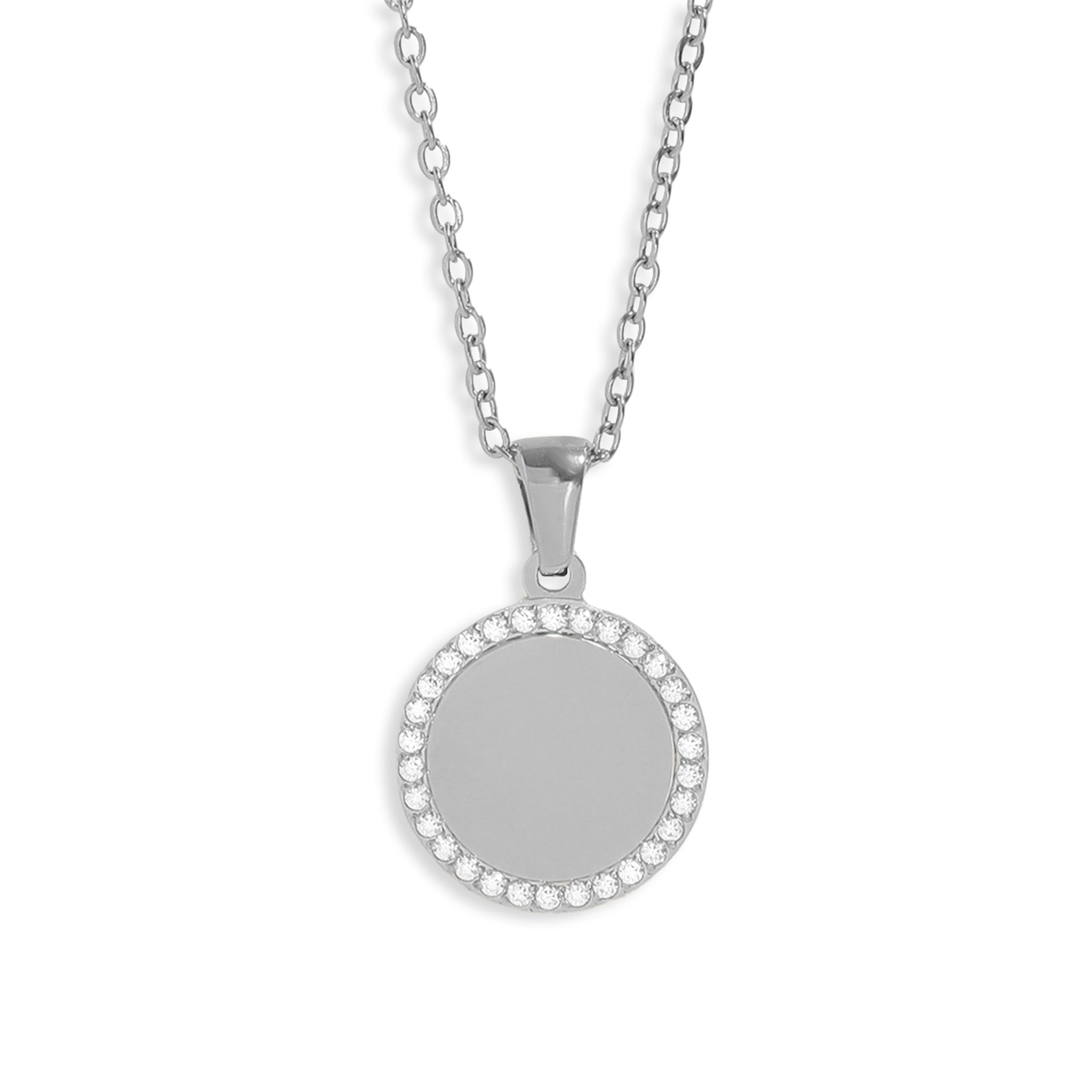 18K Gold PVD Stainless Steel Round CZ Pendant Necklace / SBB0280、mySite、dreamappss