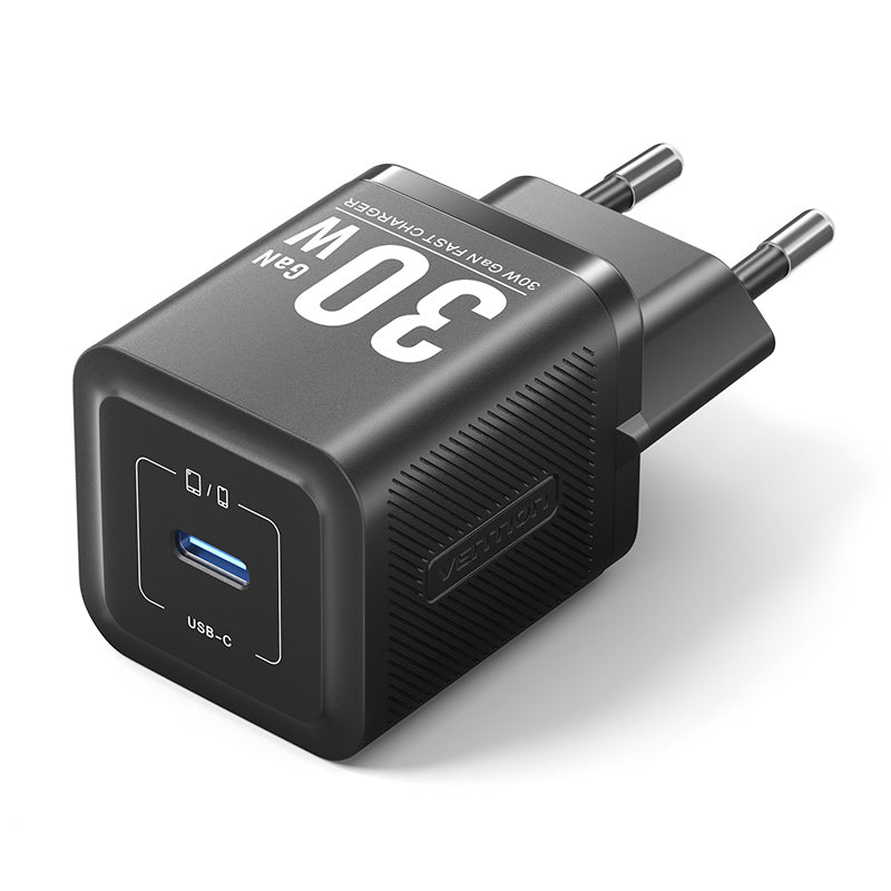 Vention 1-Port USB-C GaN Charger (30W) EU-Plug、mySite、fannypackpong