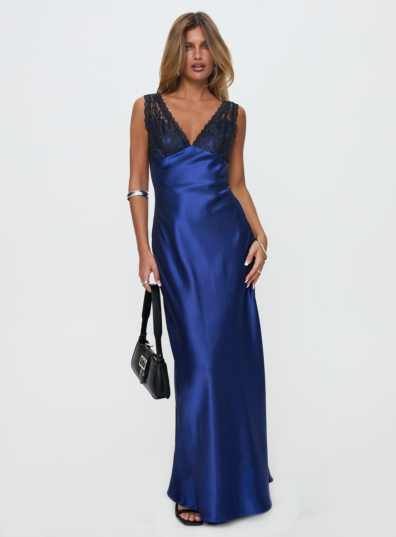 Voila Lace Maxi Dress Navy / Black、mySite、solidvoid