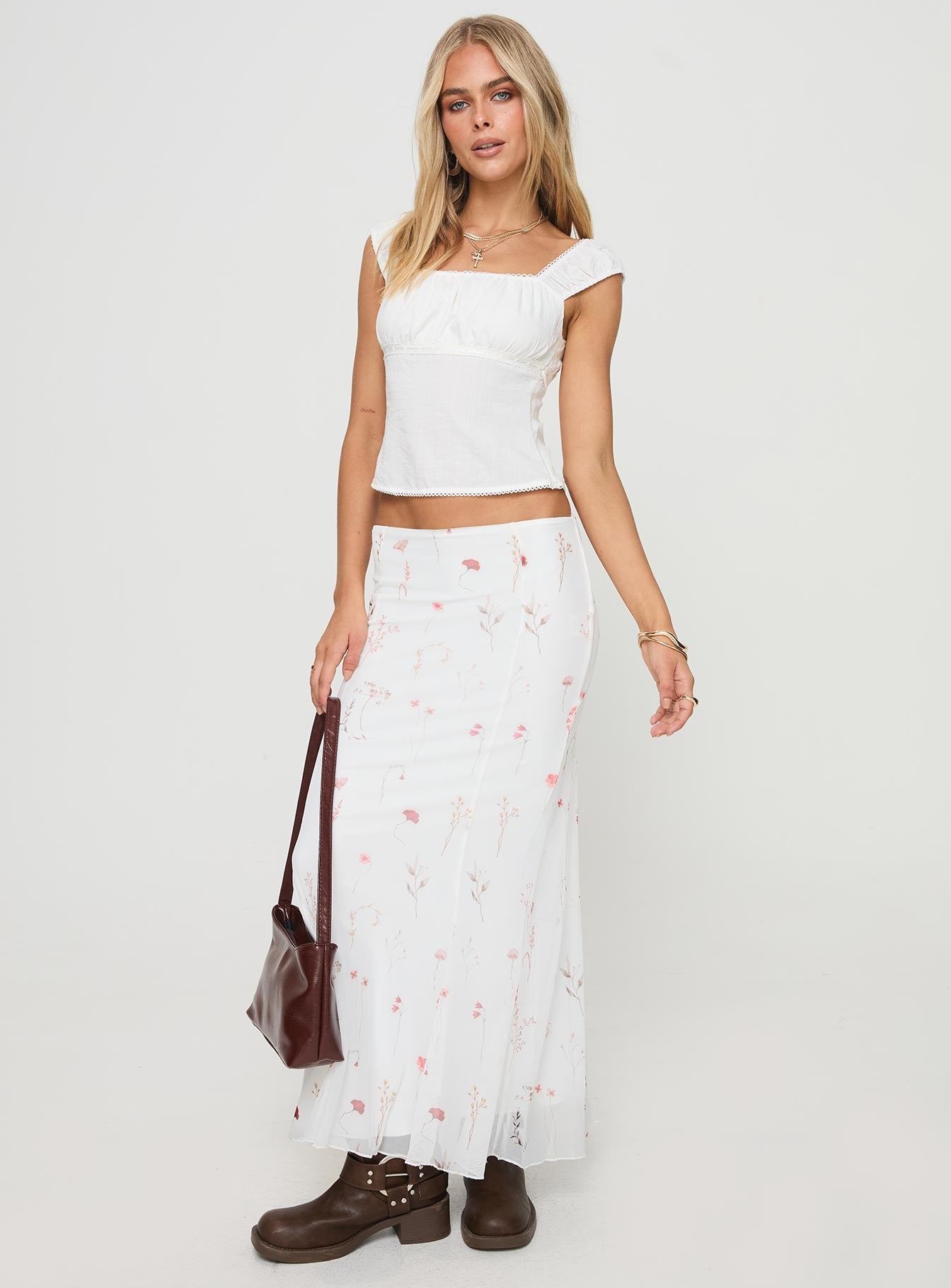 Breezewood Maxi Skirt White、mySite、solidvoid