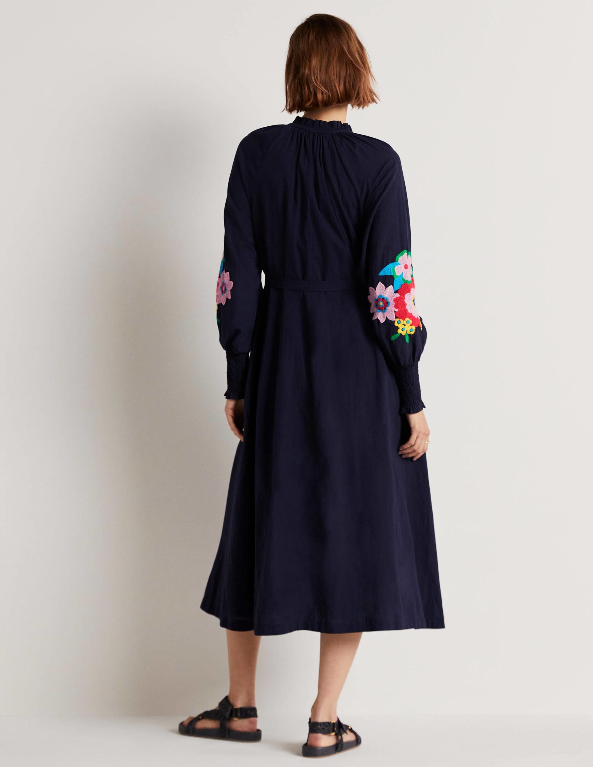  Embroidered Cotton Maxi Dress-Navy、mySite、ashleygrahame