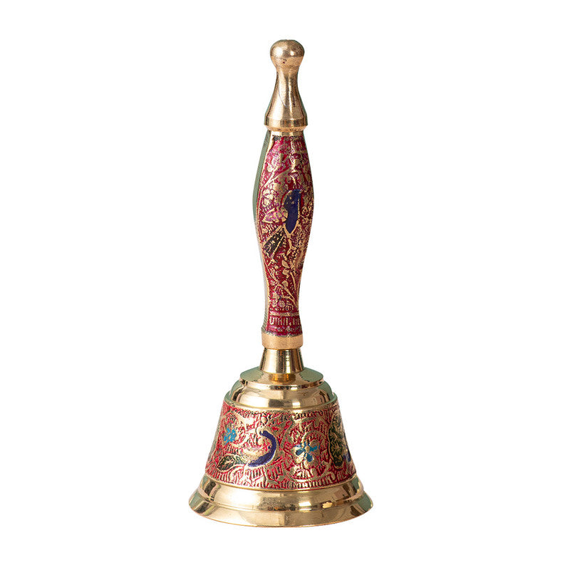 Brass Pooja Bell | Floral Design | Gold | 15 cm、mySite、camillekostekn